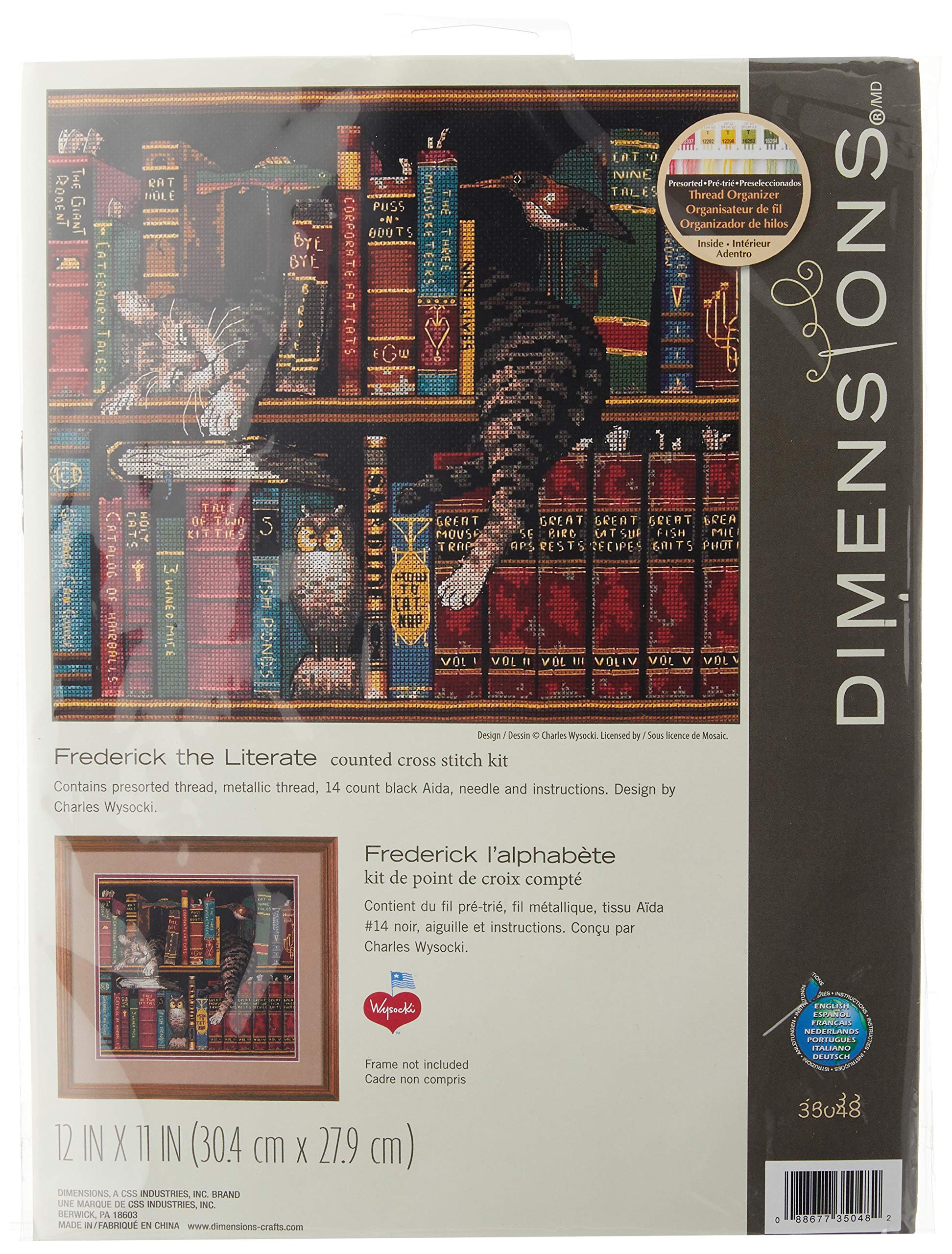Foto 2 pulgar | Dimensiones Del Kit De Punto De Cruz Con Las Dimensiones Del Gato «federico El Alfabetizado» - Venta Internacional.