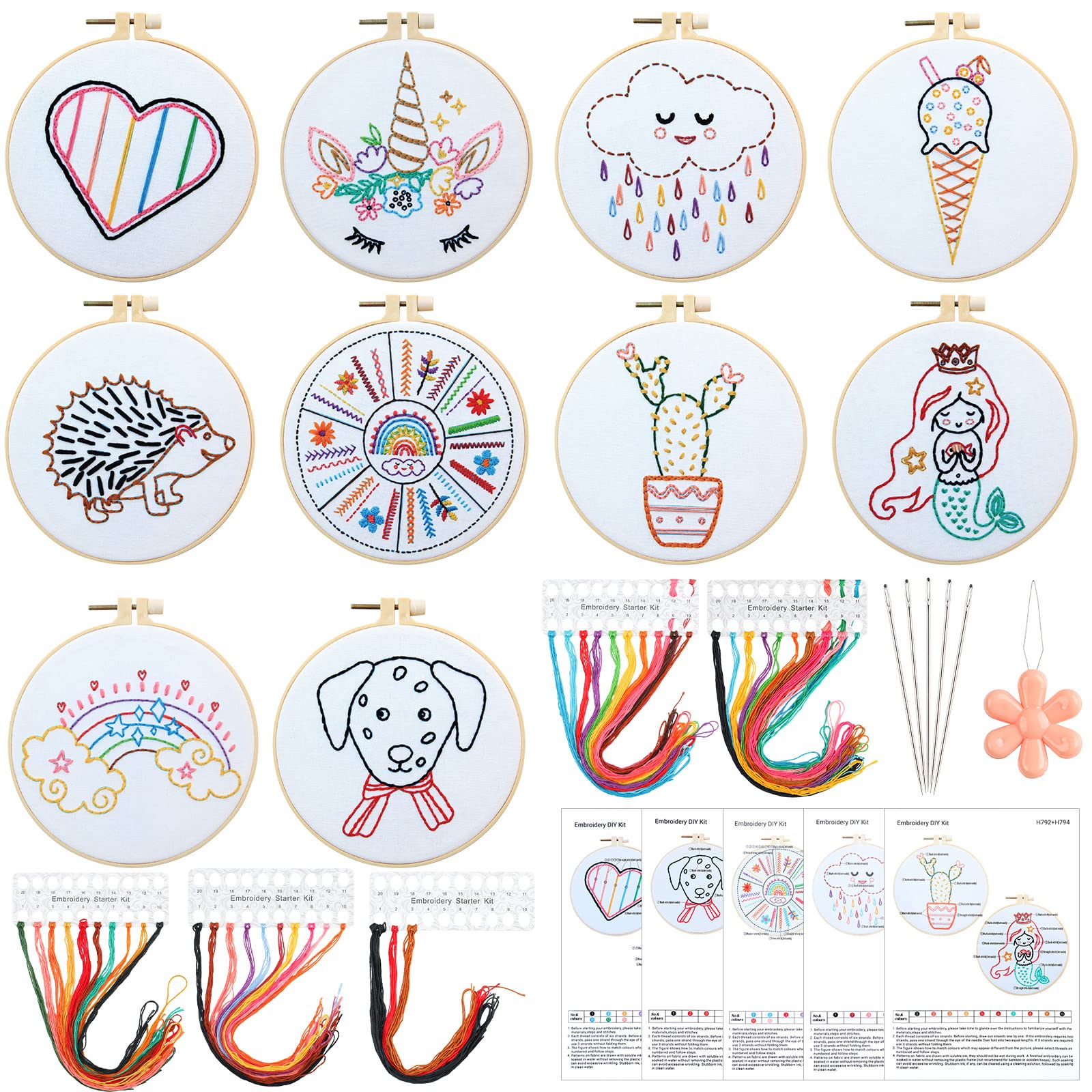 Foto 2 pulgar | Kit De Bordado Giegxin, 10 Juegos Para Principiantes Con Aros Y Más - Venta Internacional.