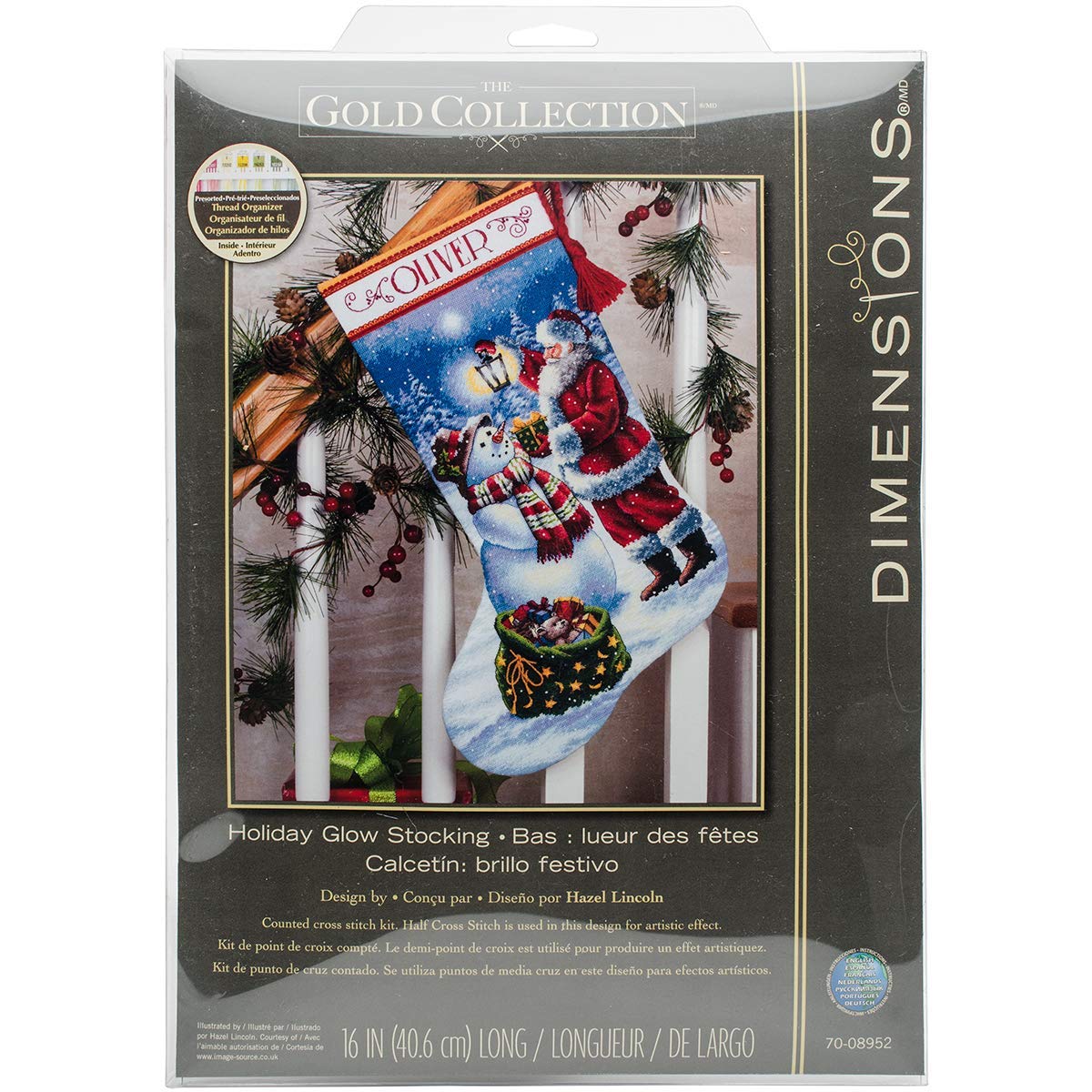 Foto 4 pulgar | Dimensiones Del Kit De Punto De Cruz Holiday Glow Stocking 70-08952 - Venta Internacional.