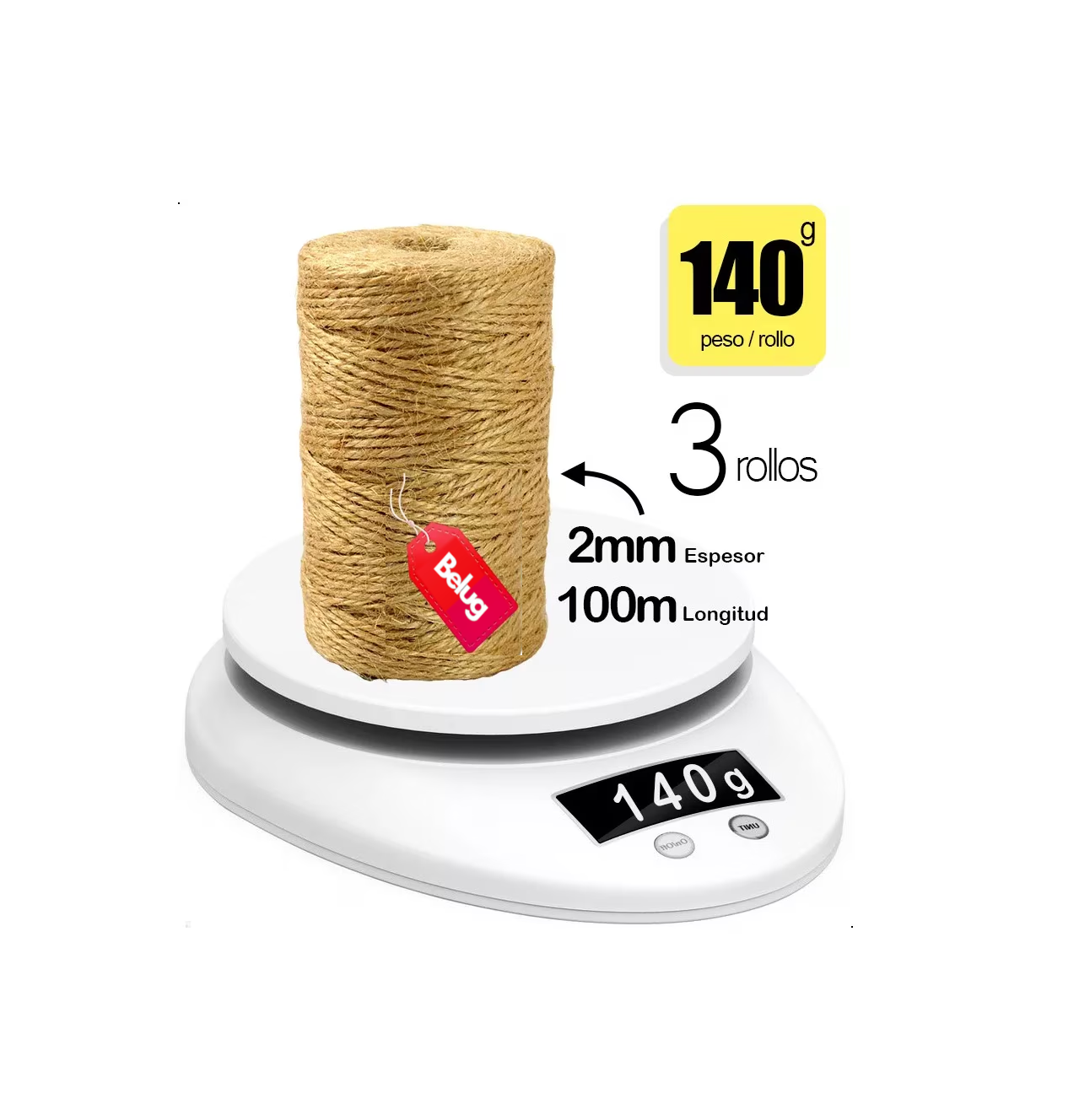 Foto 3 pulgar | Decorativo Natural Yute Mecate Para Decorar Manualidad 3 Pzs, Belug  Café