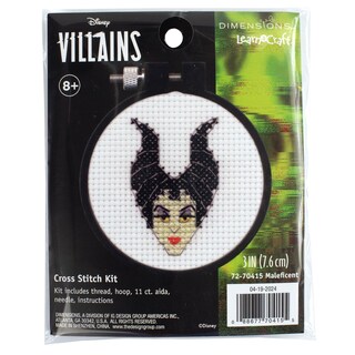 Foto 1 | Dimensiones Del Kit De Punto De Cruz Maléfica Mini De Disney - Venta Internacional.