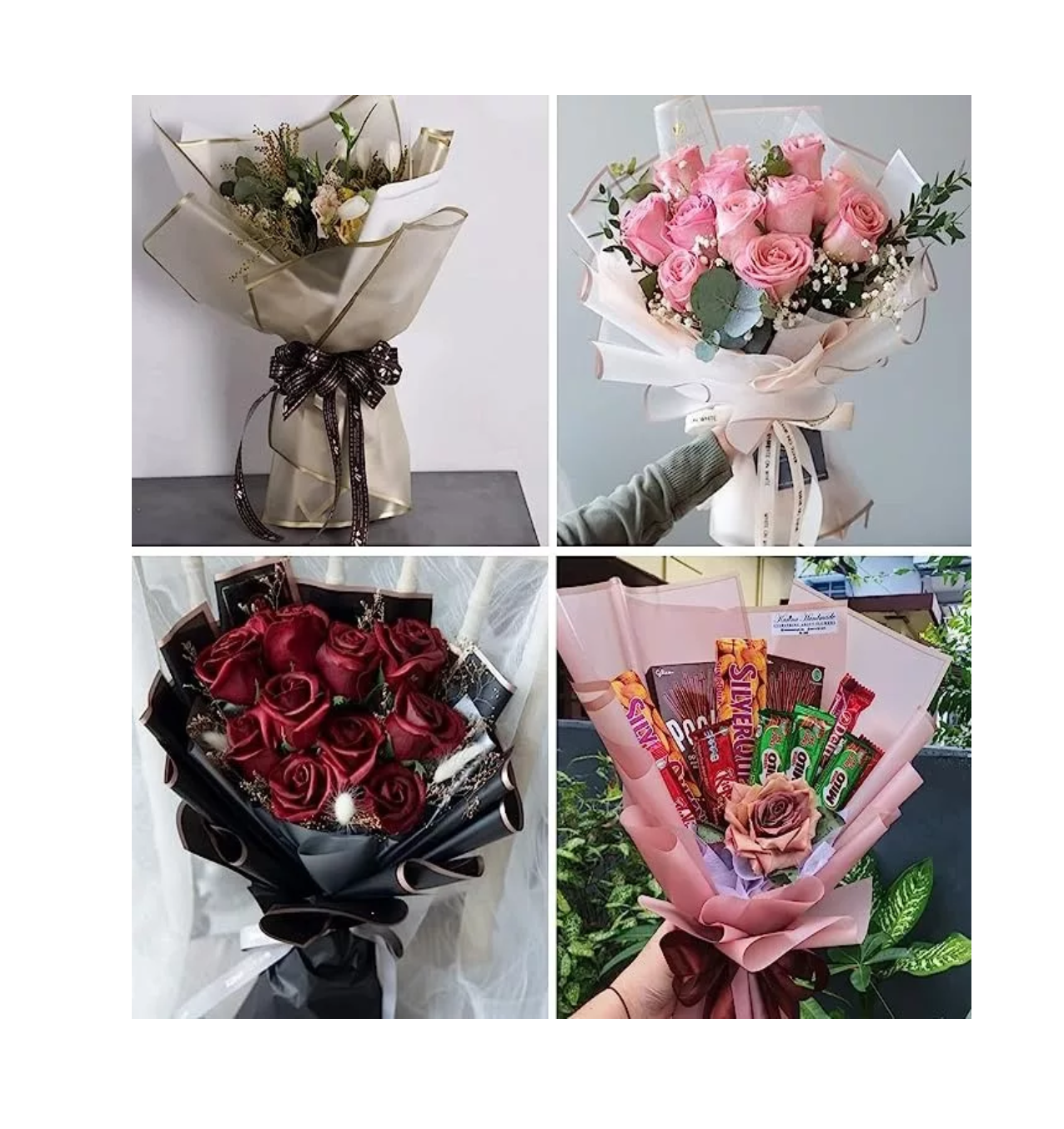 Foto 6 pulgar | Papel Coreano Traslúcido Rosa para Bouquets Florales - 20 Hojas de 58cm x 58cm
