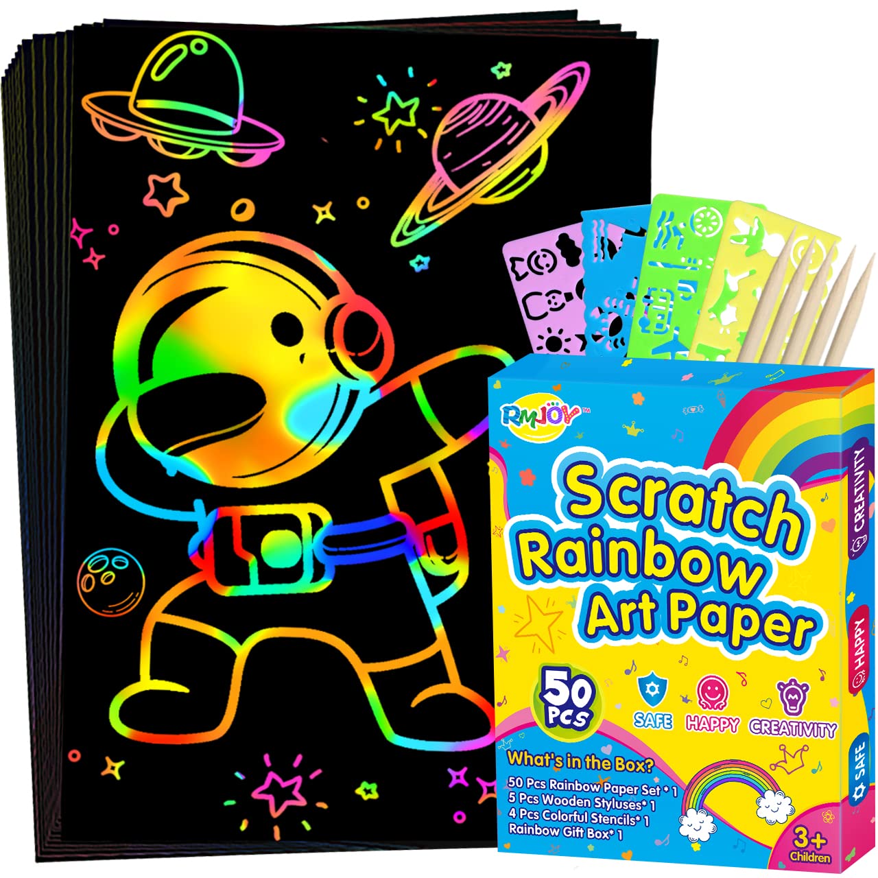 Foto 2 pulgar | Venta Internacional - Juego De Papel Artesanal Rmjoy Rainbow Scratch, 60 Piezas, Para Niños De 3 A 12 Años