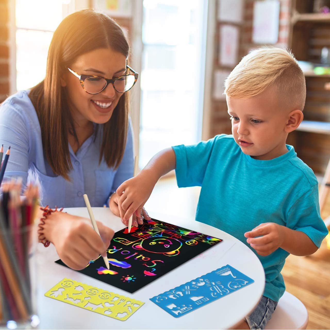 Foto 5 pulgar | Venta Internacional - Juego De Papel Artesanal Rmjoy Rainbow Scratch, 60 Piezas, Para Niños De 3 A 12 Años