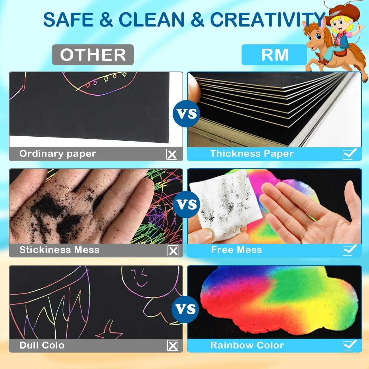 Foto 7 pulgar | Venta Internacional - Juego De Papel Artesanal Rmjoy Rainbow Scratch, 60 Piezas, Para Niños De 3 A 12 Años