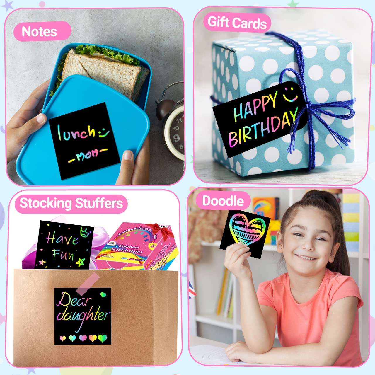 Foto 5 | Venta Internacional - Mininotas Scratch Art Craft Zmlm 160 Rainbow Paper Para Niños