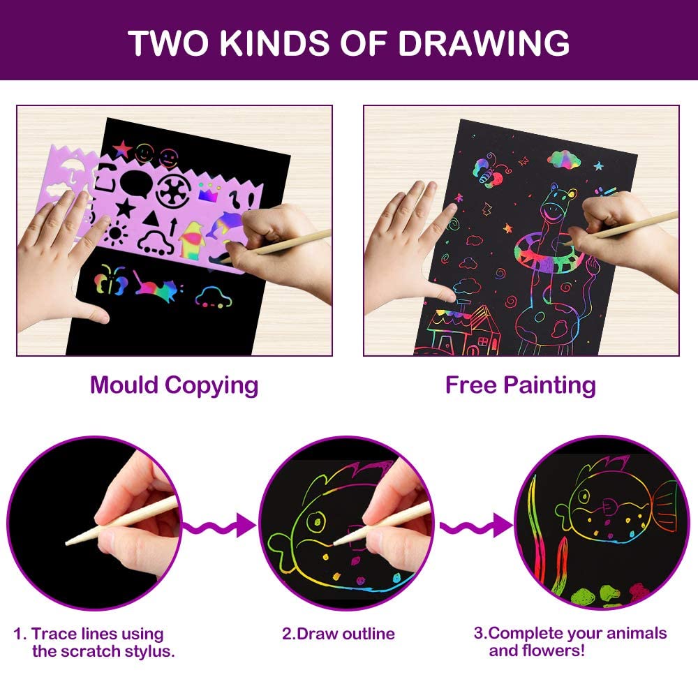 Foto 5 pulgar | Venta Internacional - Kit Scratch Rainbow Arts Pigipigi Para Niños Con 60 Unidades