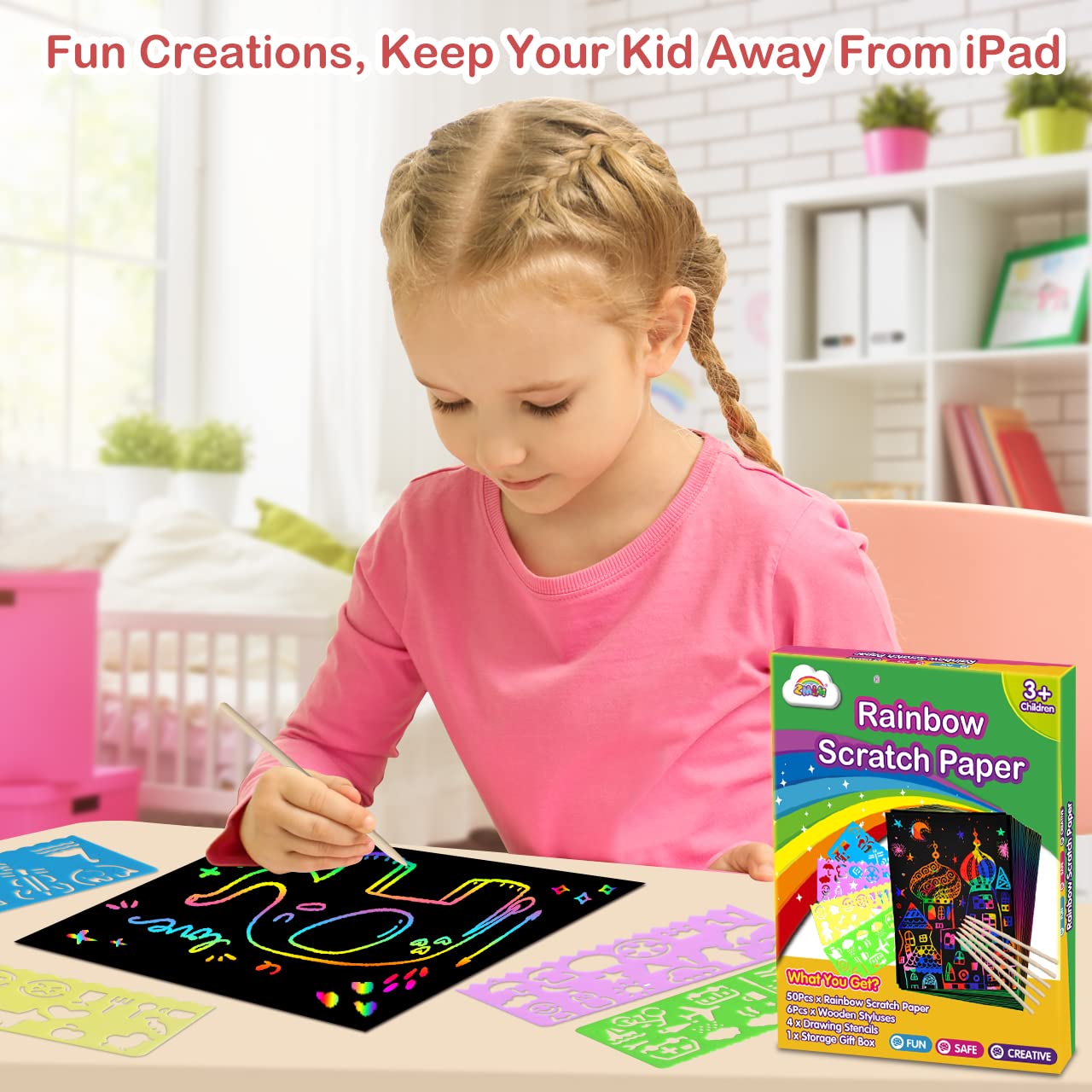 Foto 3 pulgar | Venta Internacional - Set De Arte Para Rascar, Papel, Zmlm, 60 Piezas, Manualidades Mágicas Para Niños
