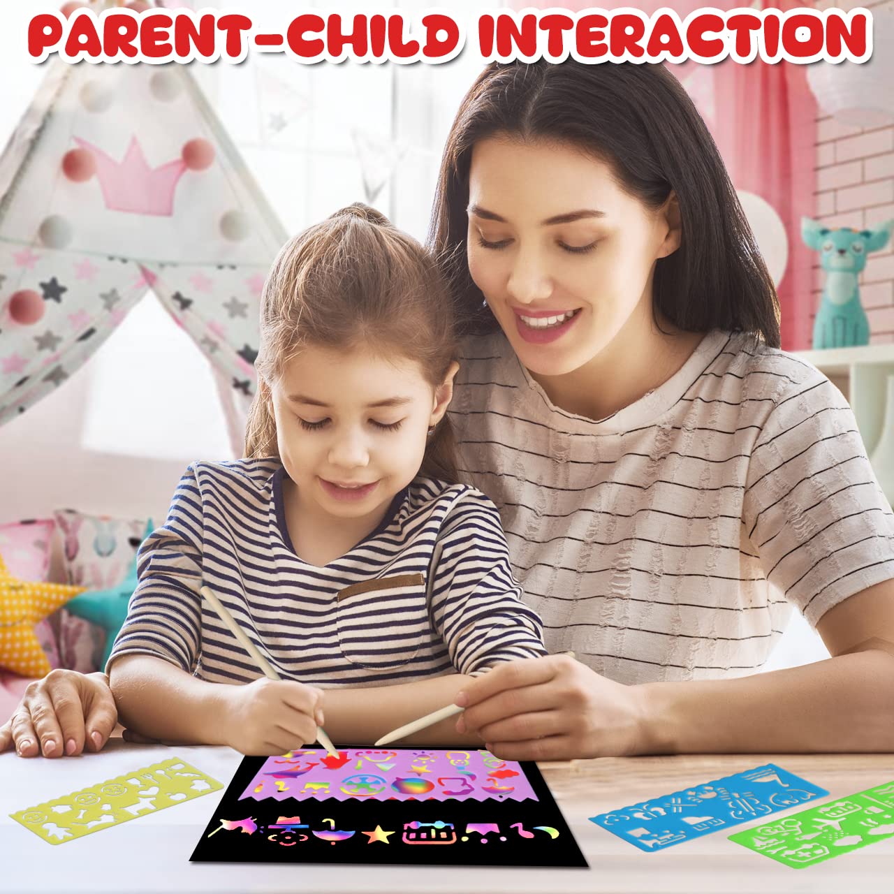 Foto 4 pulgar | Venta Internacional - Set De Arte Para Rascar, Papel, Zmlm, 60 Piezas, Manualidades Mágicas Para Niños