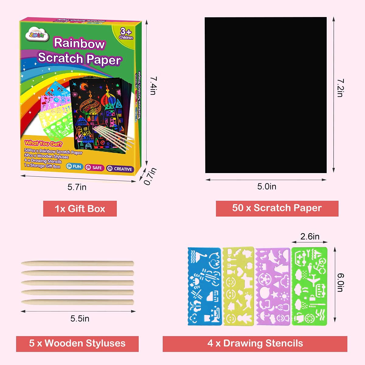 Foto 8 pulgar | Venta Internacional - Set De Arte Para Rascar, Papel, Zmlm, 60 Piezas, Manualidades Mágicas Para Niños