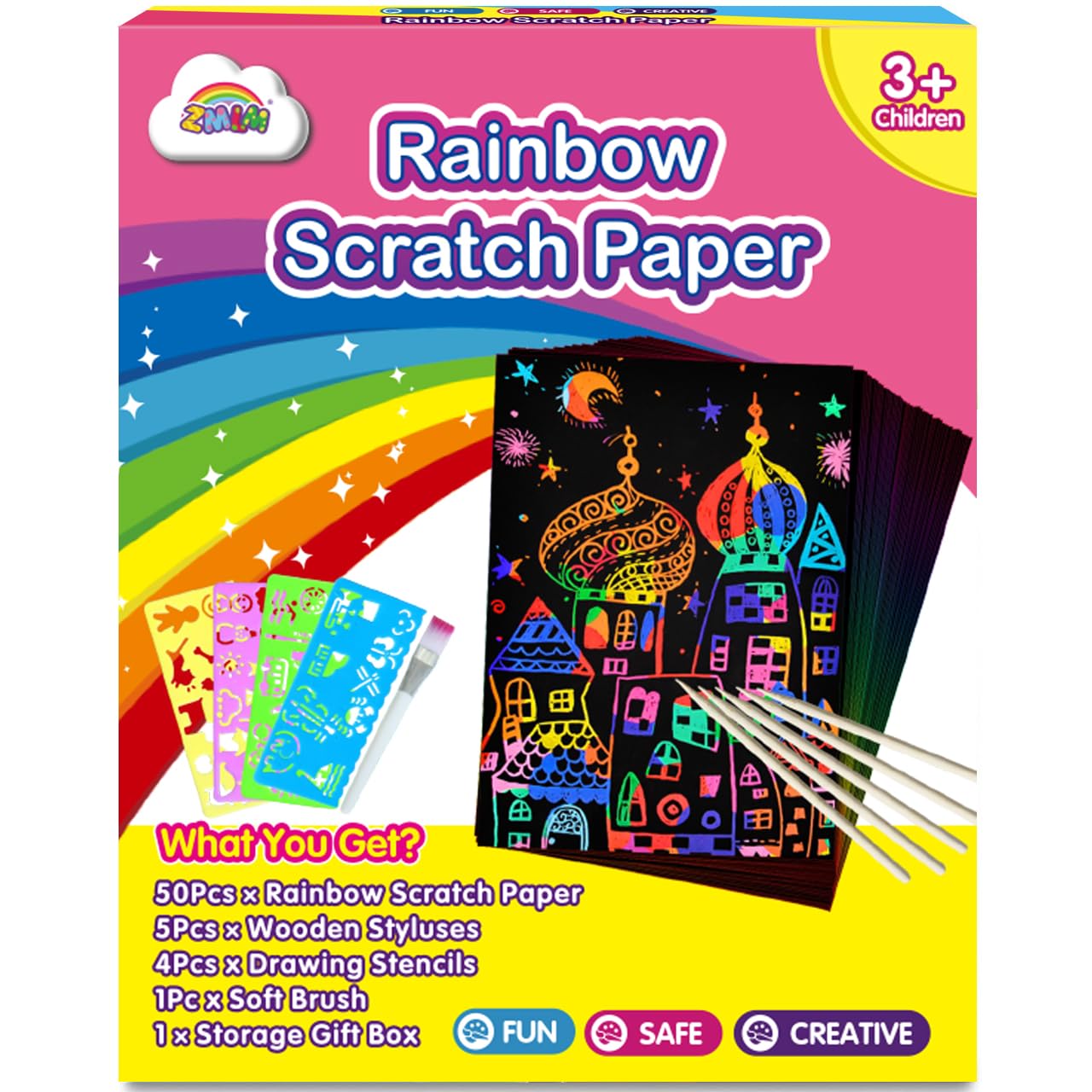 Venta Internacional - Set De Arte En Papel Rascado Zmlm, 60 Unidades Con Lápiz Capacitivo Para Niños