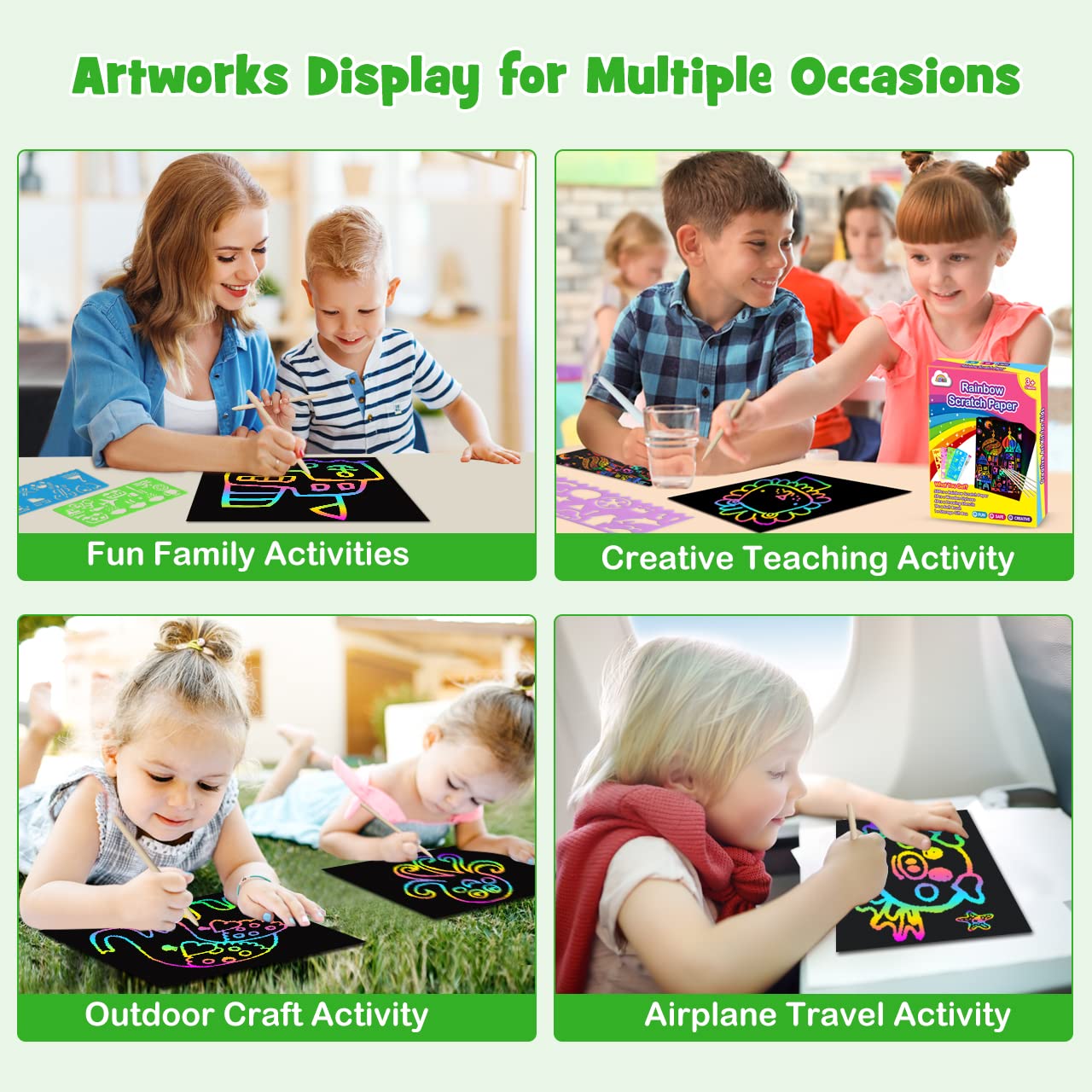 Foto 4 | Venta Internacional - Set De Arte En Papel Rascado Zmlm, 60 Unidades Con Lápiz Capacitivo Para Niños