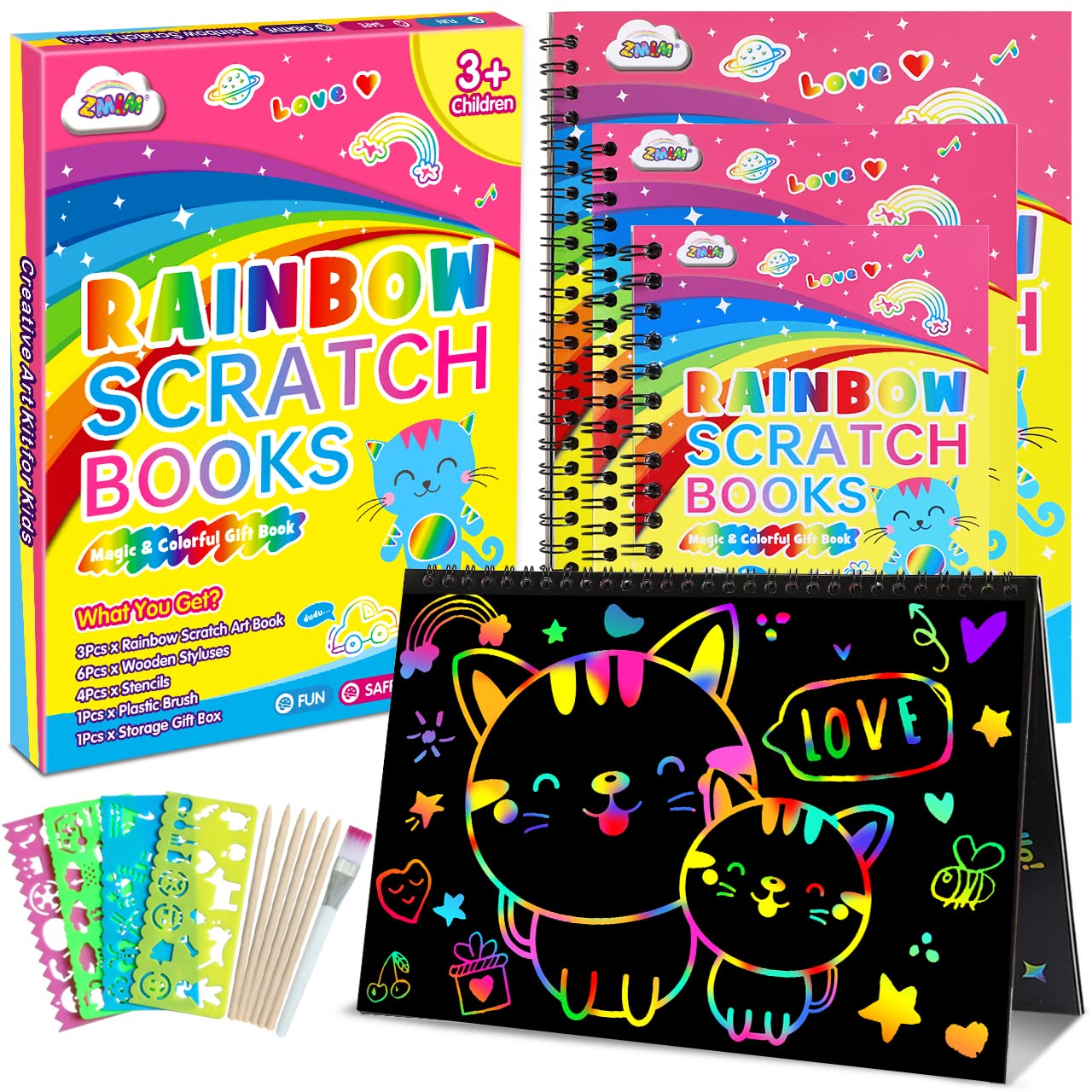 Venta Internacional - Set De Papel Para Rascar Zmlm Rainbow Art Craft Para Niños De 3 A 6 Años