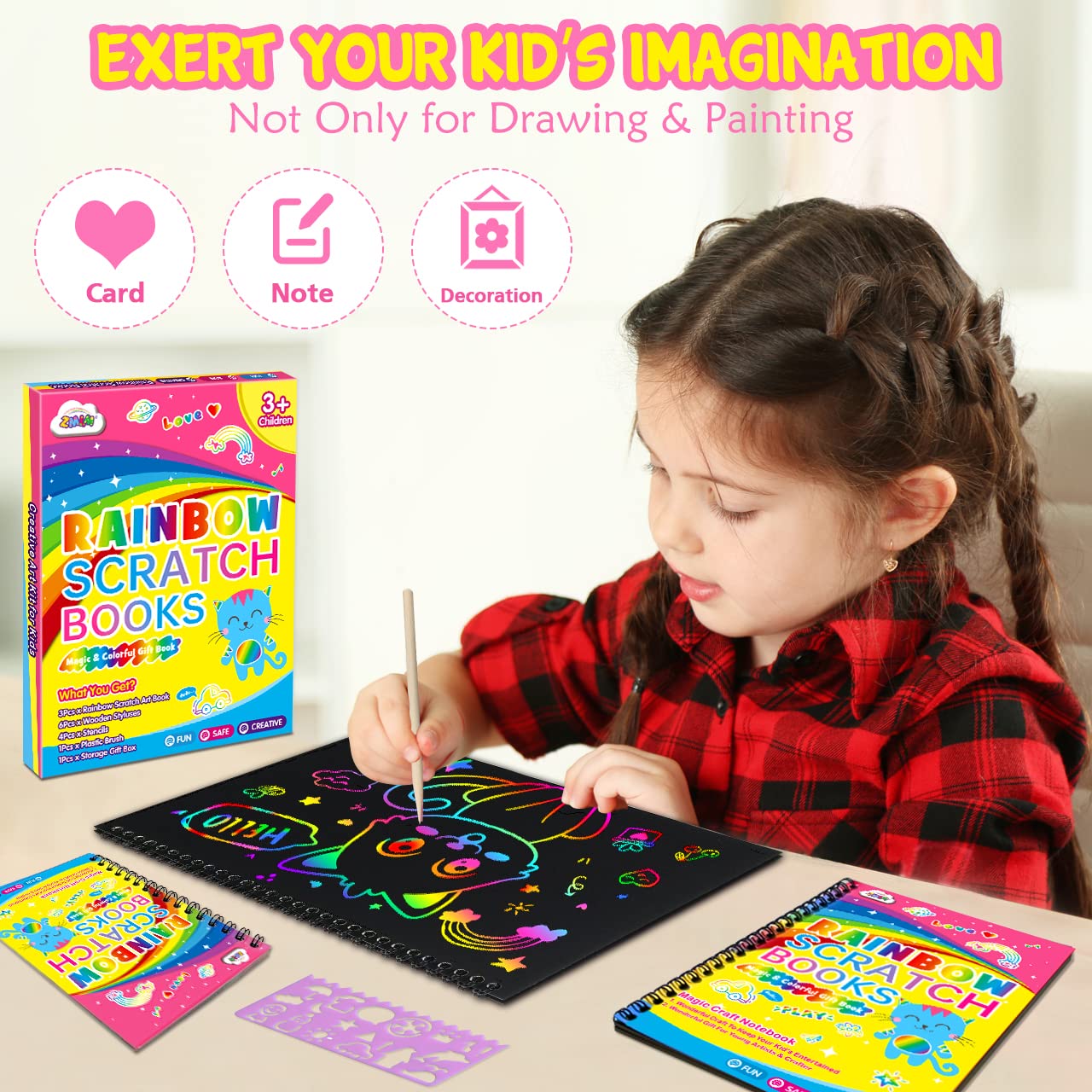 Foto 3 pulgar | Venta Internacional - Set De Papel Para Rascar Zmlm Rainbow Art Craft Para Niños De 3 A 6 Años