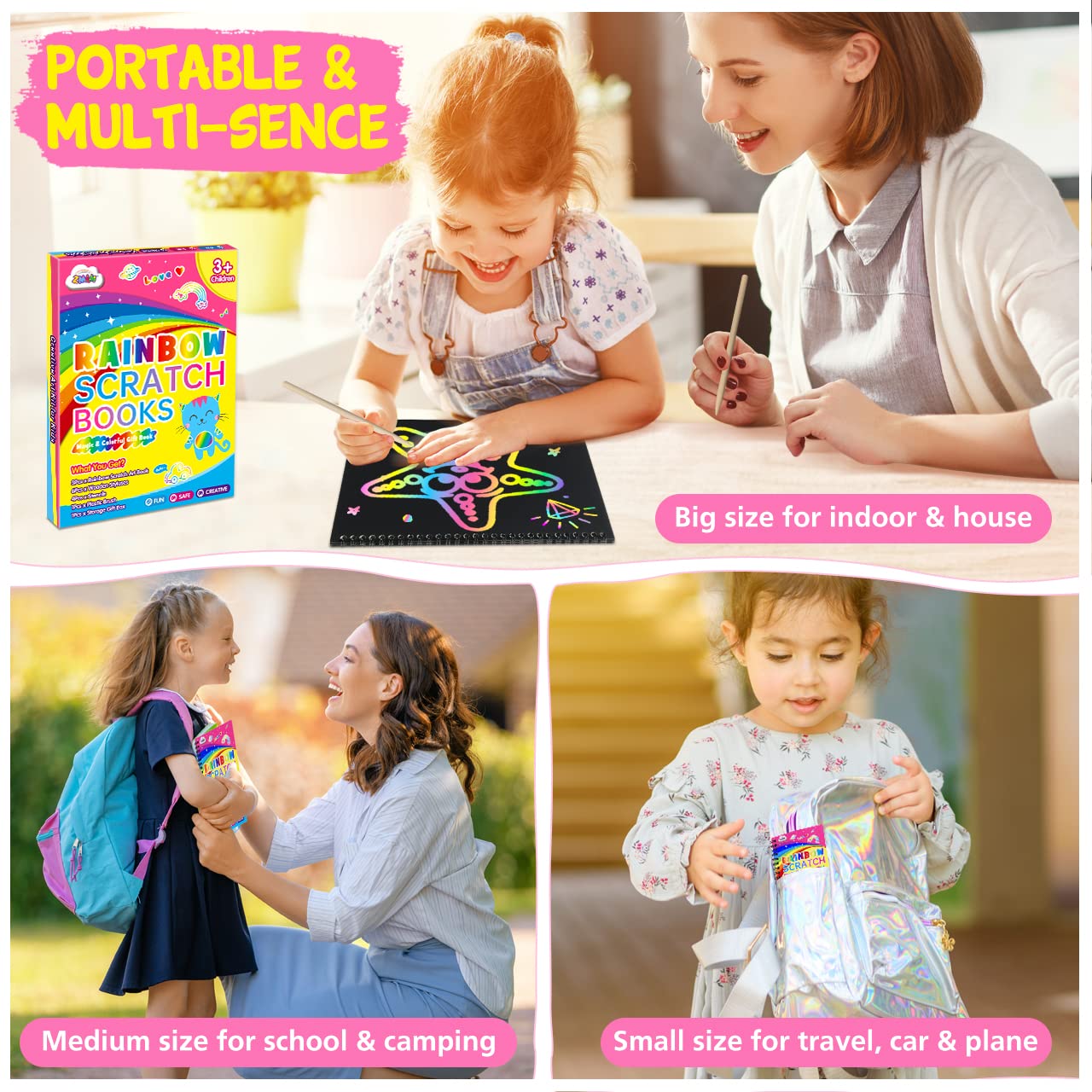 Foto 4 pulgar | Venta Internacional - Set De Papel Para Rascar Zmlm Rainbow Art Craft Para Niños De 3 A 6 Años