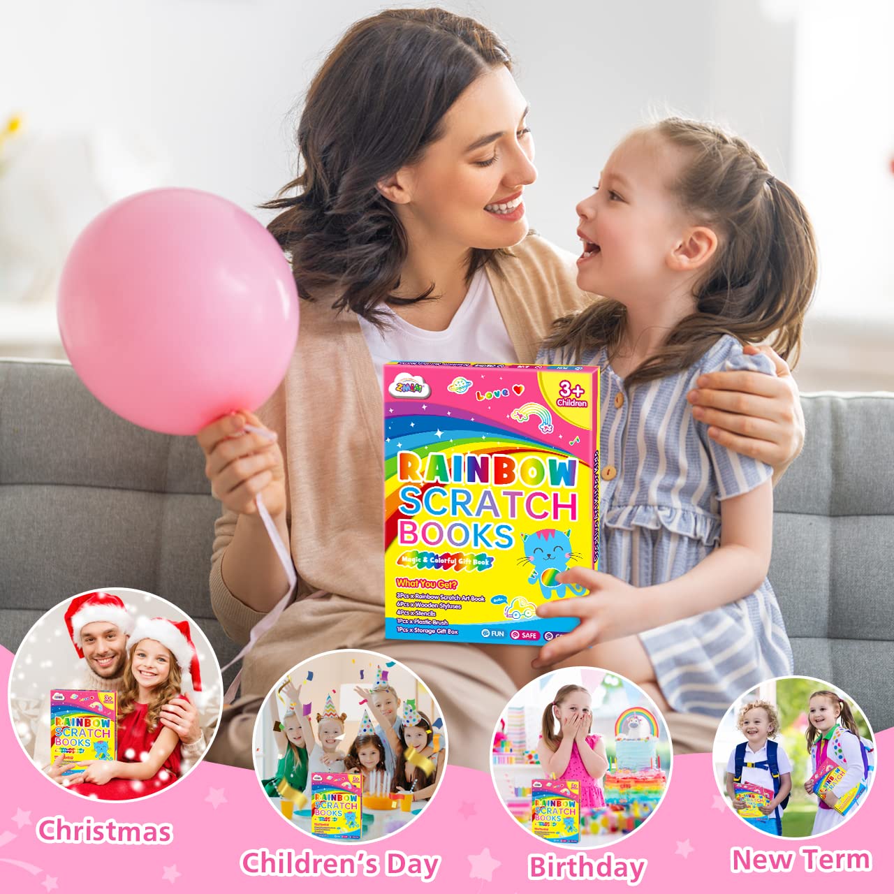 Foto 7 pulgar | Venta Internacional - Set De Papel Para Rascar Zmlm Rainbow Art Craft Para Niños De 3 A 6 Años