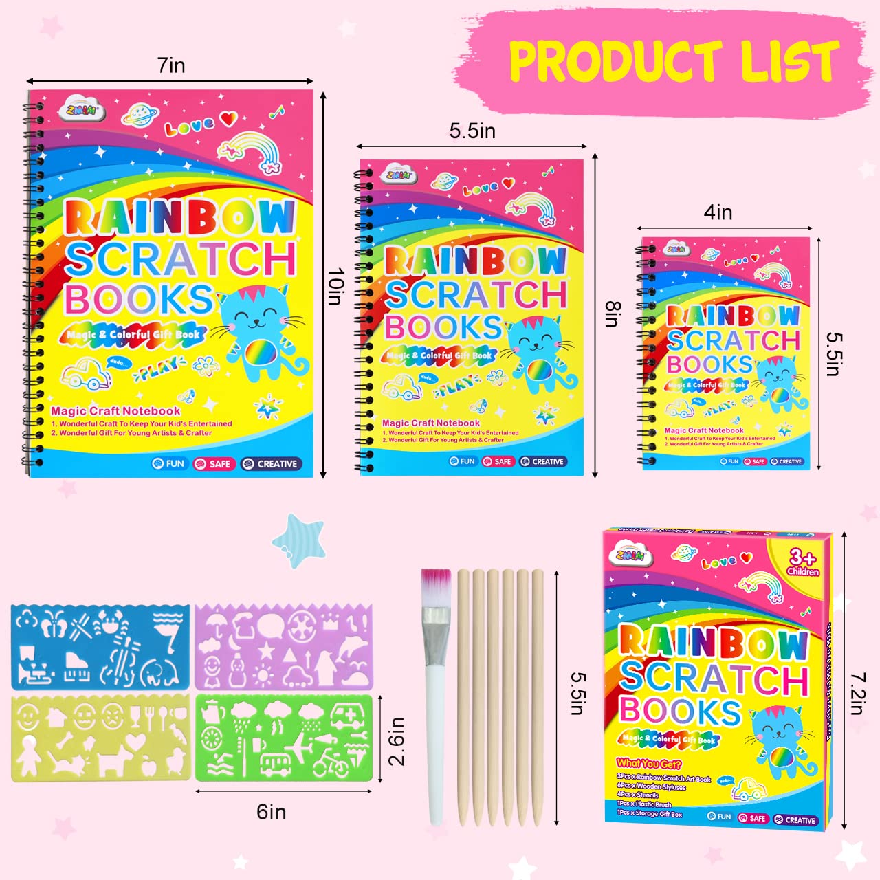 Foto 8 pulgar | Venta Internacional - Set De Papel Para Rascar Zmlm Rainbow Art Craft Para Niños De 3 A 6 Años