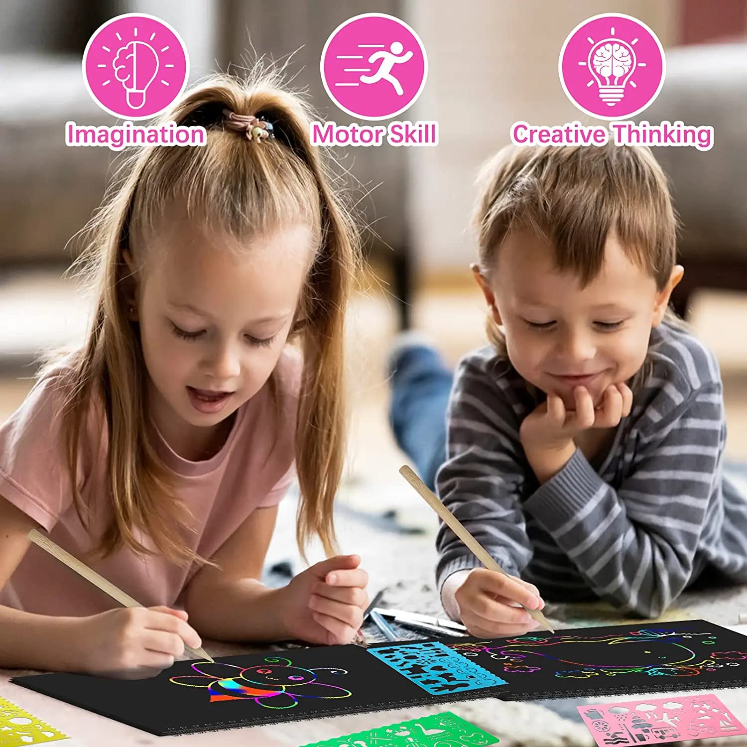 Foto 2 | Venta Internacional - Set De Arte Scratch Paper Samasiagon, Paquete De 2, Para Niños Con Suministros