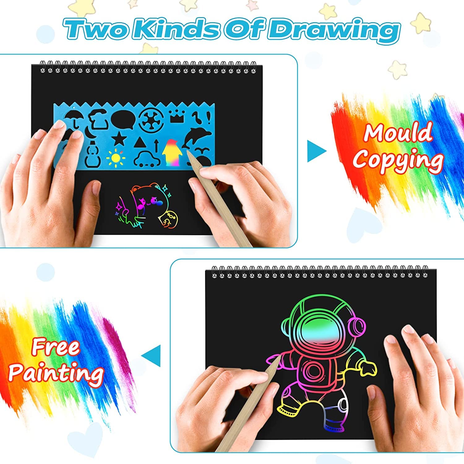 Foto 5 pulgar | Venta Internacional - Set De Arte Scratch Paper Samasiagon, Paquete De 2, Para Niños Con Suministros