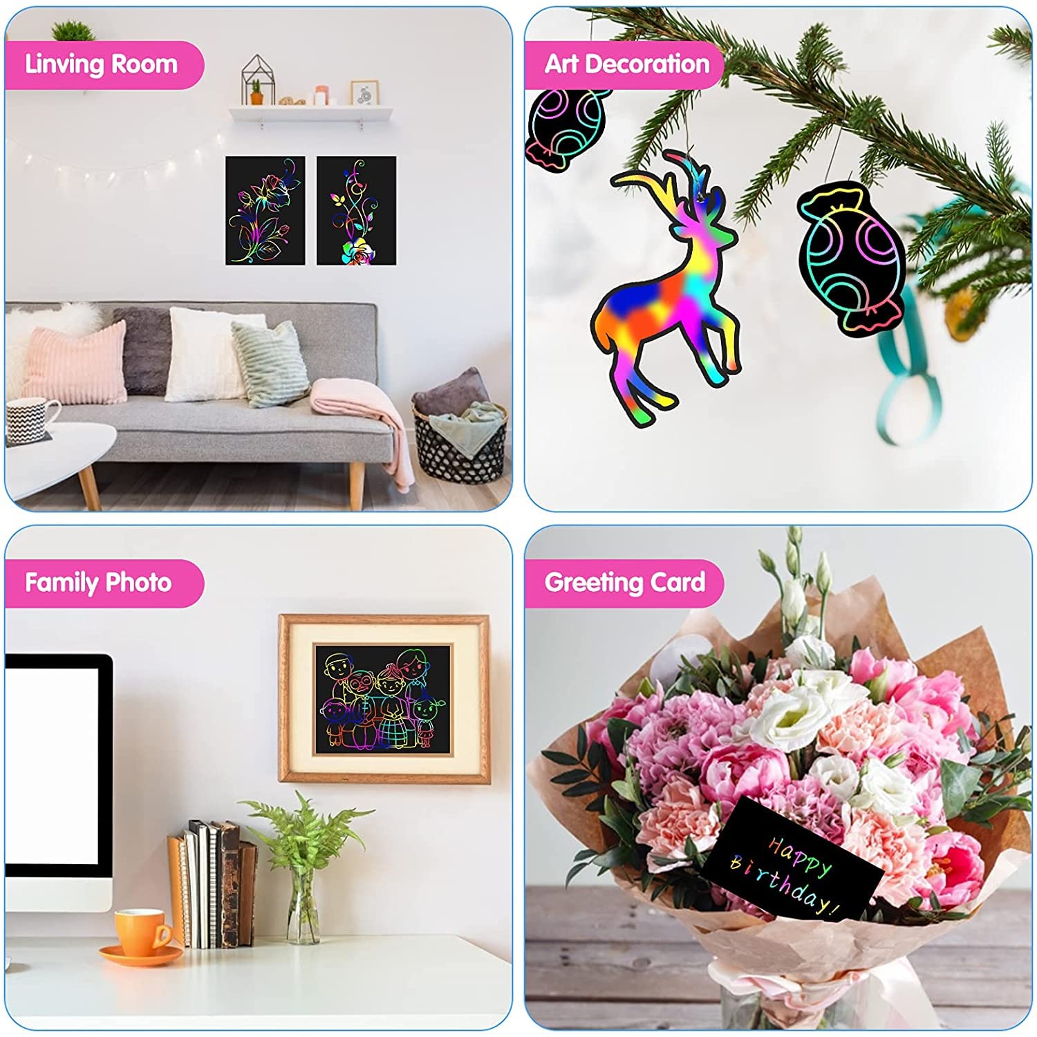 Foto 5 | Venta Internacional - Set De Arte Scratch Paper Samasiagon, Paquete De 2, Para Niños Con Suministros