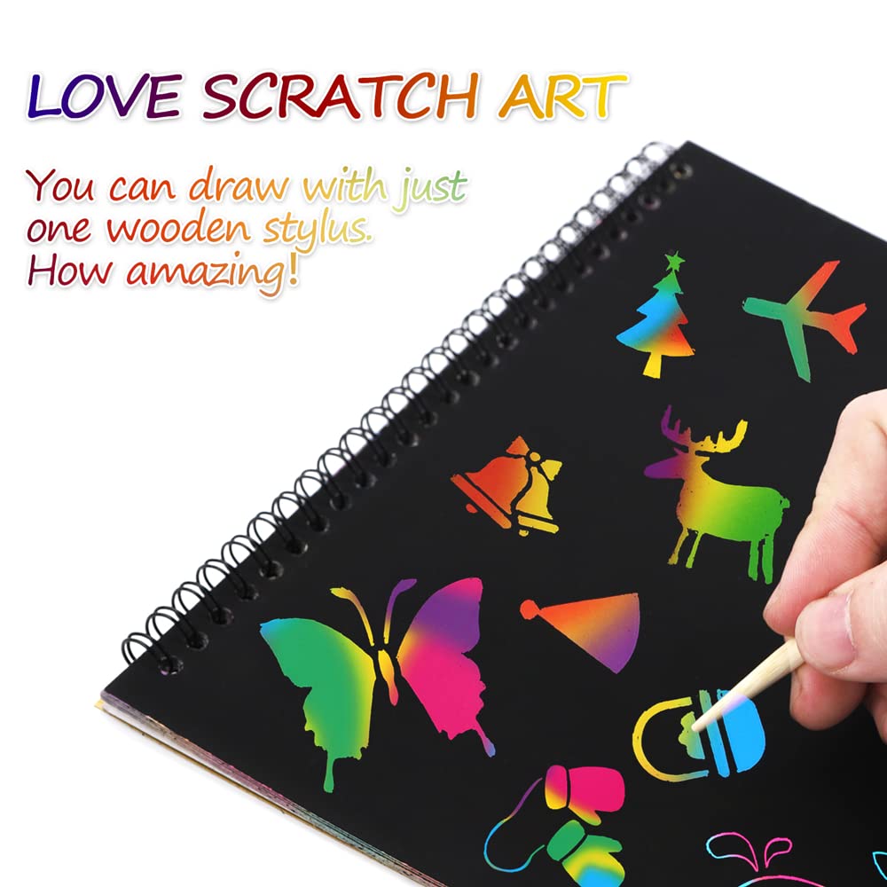 Foto 3 pulgar | Venta Internacional - Cuadernos Scratch Art Mbjrfu Rainbow Para Niños Con Bolígrafo De Madera