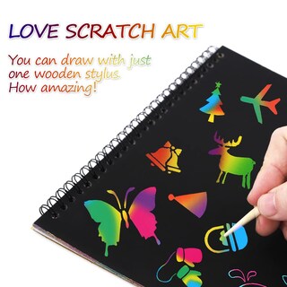 Foto 2 | Venta Internacional - Cuadernos Scratch Art Mbjrfu Rainbow Para Niños Con Bolígrafo De Madera