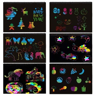 Foto 6 | Venta Internacional - Cuadernos Scratch Art Mbjrfu Rainbow Para Niños Con Bolígrafo De Madera