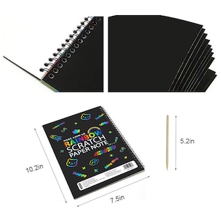 Foto 7 | Venta Internacional - Cuadernos Scratch Art Mbjrfu Rainbow Para Niños Con Bolígrafo De Madera