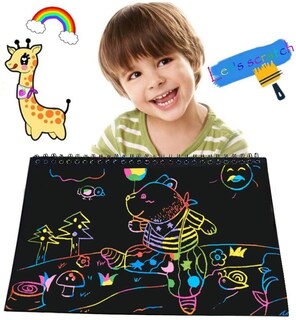 Foto 8 | Venta Internacional - Cuadernos Scratch Art Mbjrfu Rainbow Para Niños Con Bolígrafo De Madera