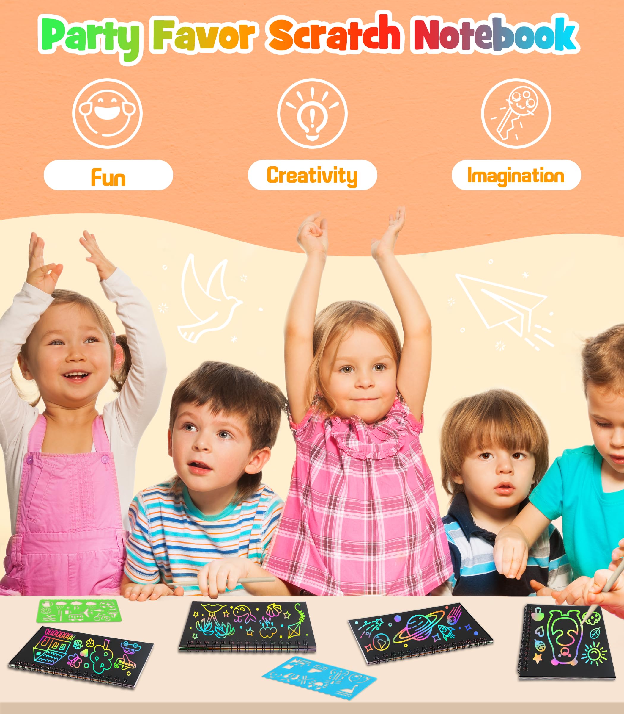 Foto 4 pulgar | Cuaderno Scratch Pigipigi Rainbow Para Niños, Paquete De 10 Con Lápiz Capacitivo - Venta Internacional.