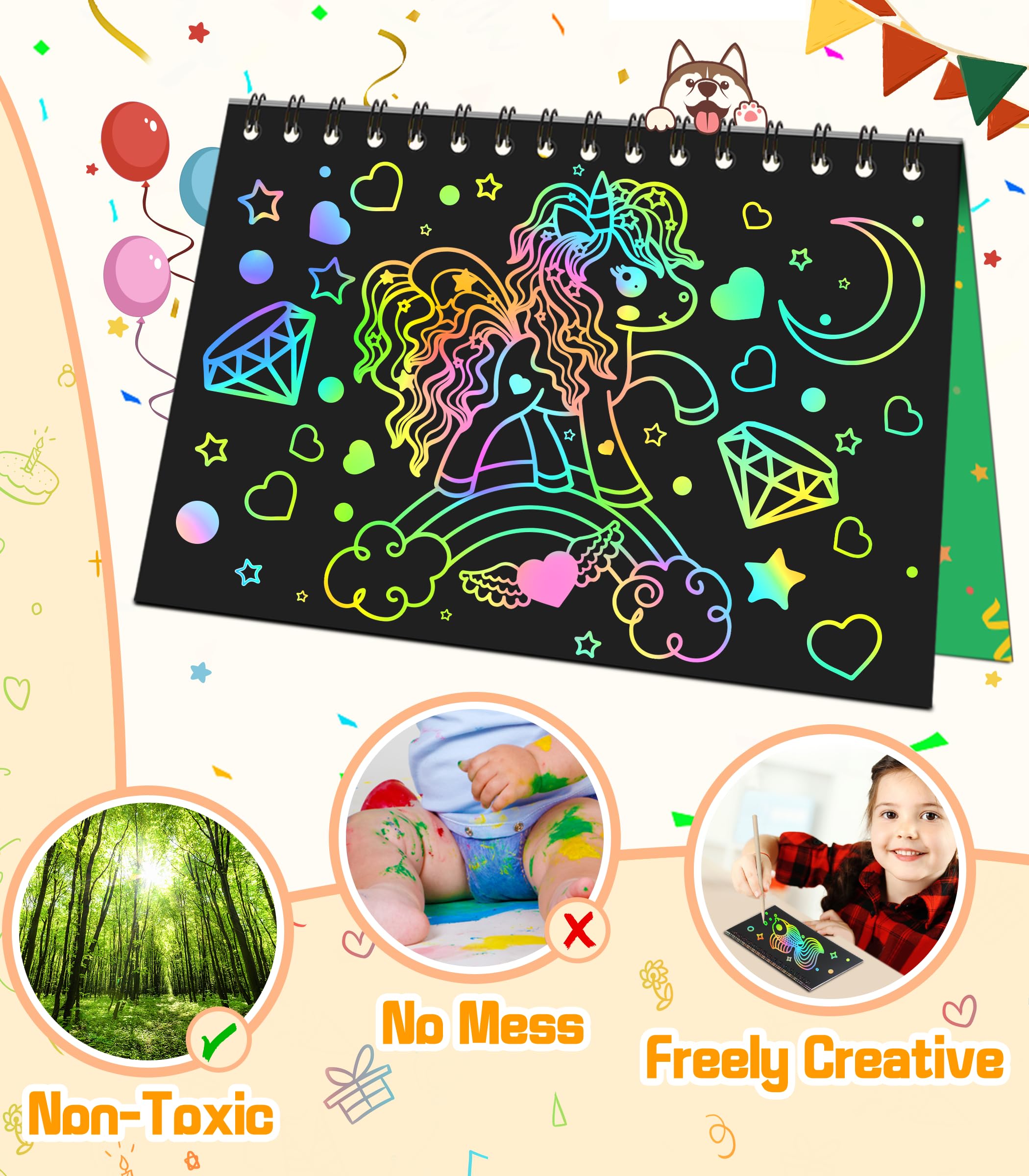 Foto 5 pulgar | Cuaderno Scratch Pigipigi Rainbow Para Niños, Paquete De 10 Con Lápiz Capacitivo - Venta Internacional.
