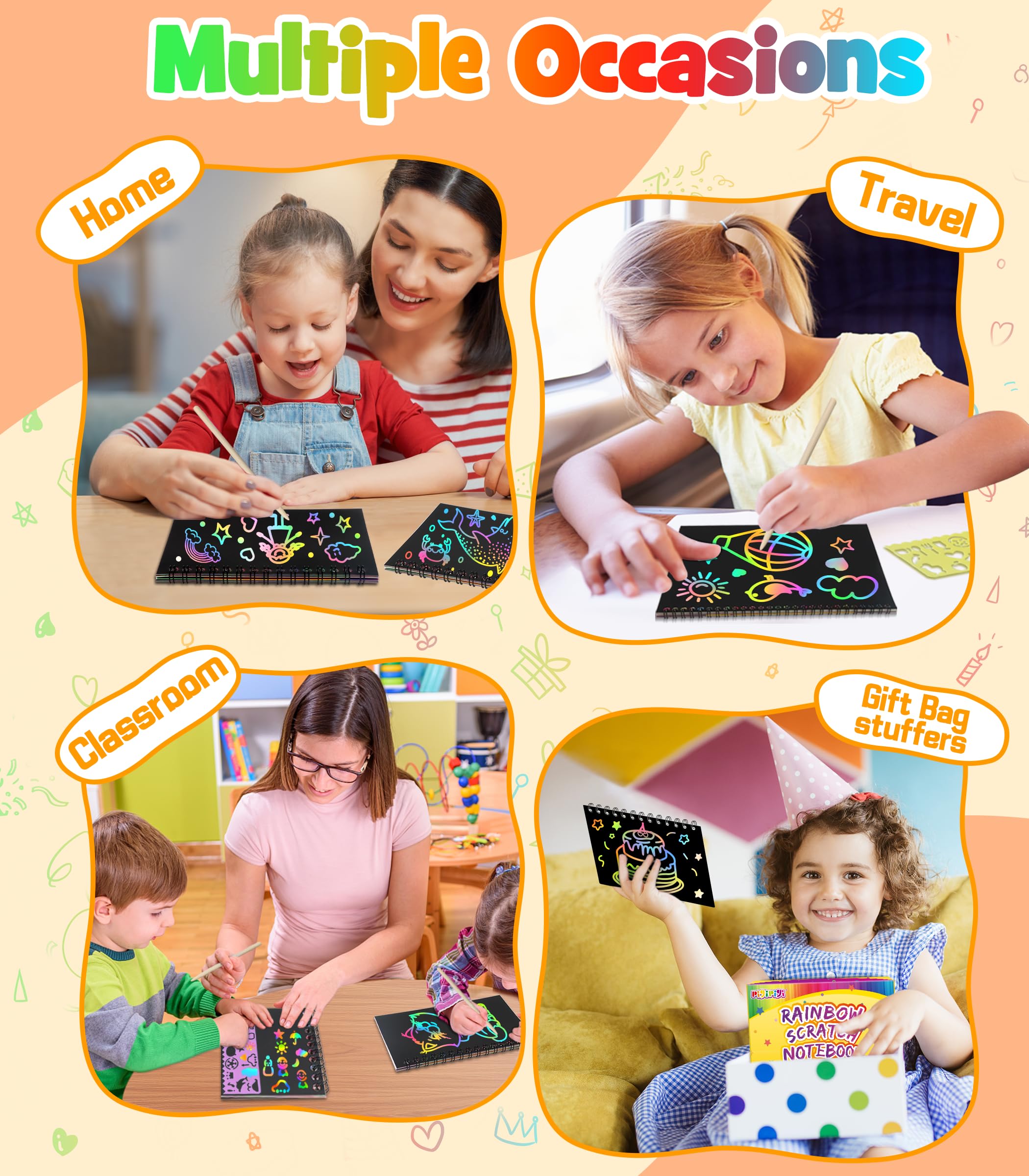 Foto 6 pulgar | Cuaderno Scratch Pigipigi Rainbow Para Niños, Paquete De 10 Con Lápiz Capacitivo - Venta Internacional.