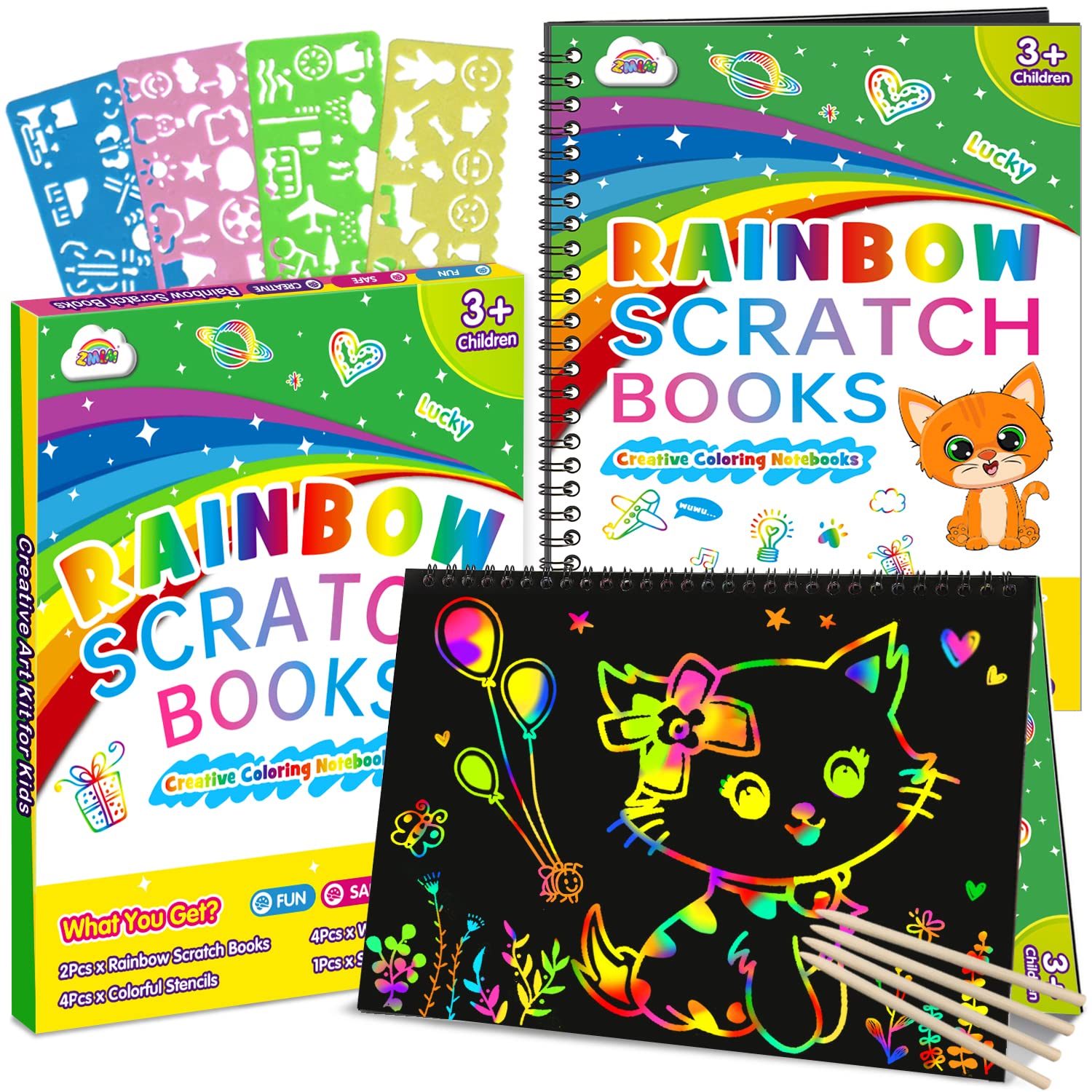 Set De Manualidades Con Papel Rascado Zmlm Rainbow Para Niños, Paquete De 2 - Venta Internacional.