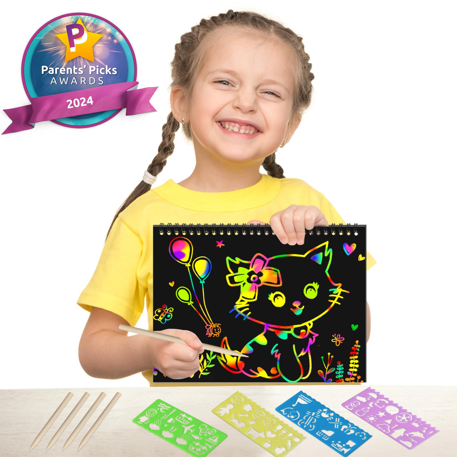 Foto 5 pulgar | Set De Manualidades Con Papel Rascado Zmlm Rainbow Para Niños, Paquete De 2 - Venta Internacional.