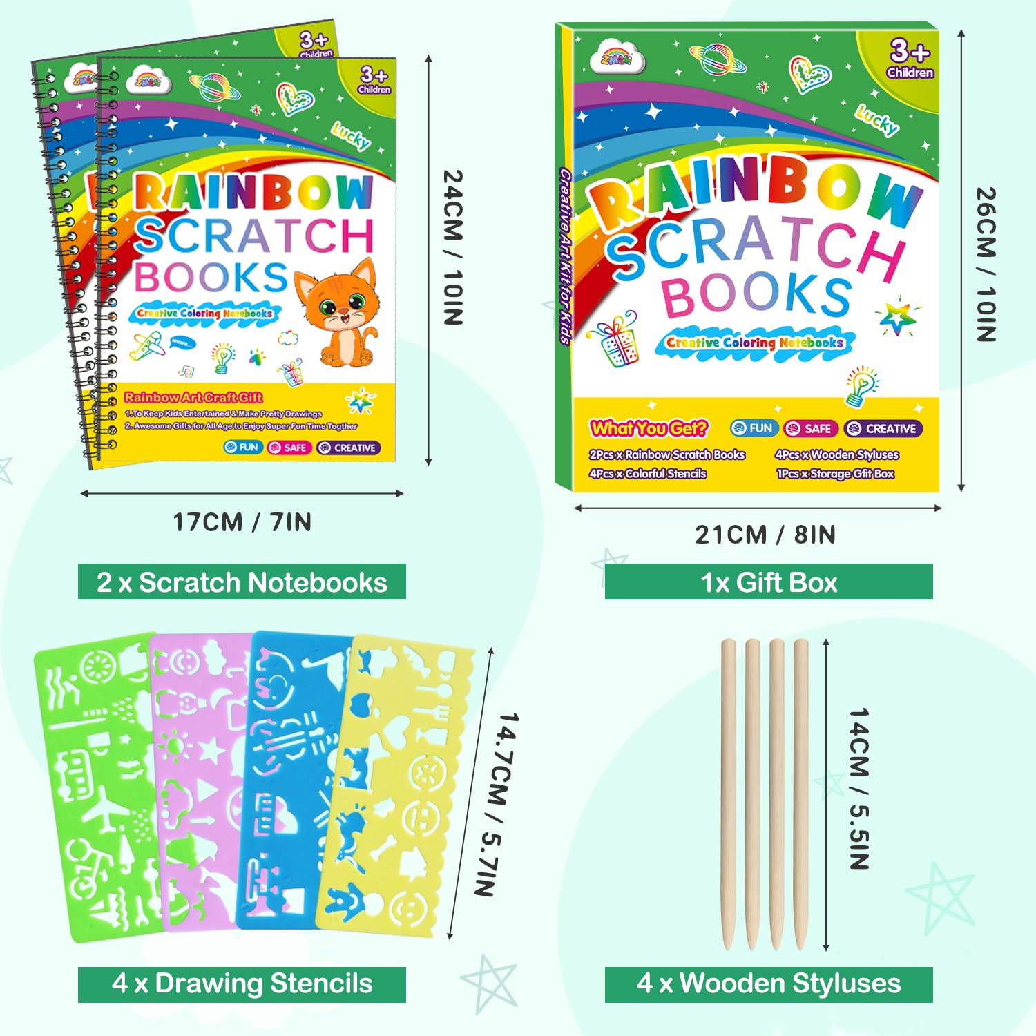 Foto 7 pulgar | Set De Manualidades Con Papel Rascado Zmlm Rainbow Para Niños, Paquete De 2 - Venta Internacional.