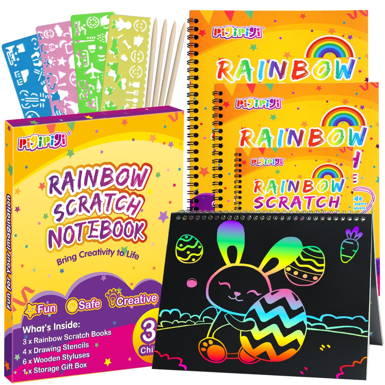 Foto 2 pulgar | Set De Cuadernos Para Rascar Con Forma De Arcoíris De Arte Pigipigi - Venta Internacional.