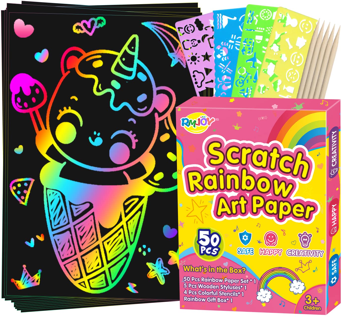 Juego De Papel Para Rascar Art Craft Rainbow Rmjoy Con 60 Piezas Para Niños - Venta Internacional.