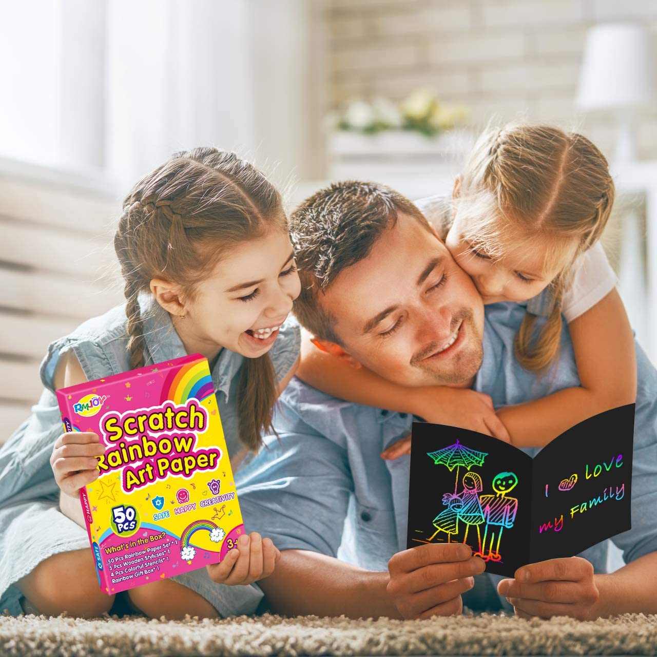 Foto 7 | Juego De Papel Para Rascar Art Craft Rainbow Rmjoy Con 60 Piezas Para Niños - Venta Internacional.