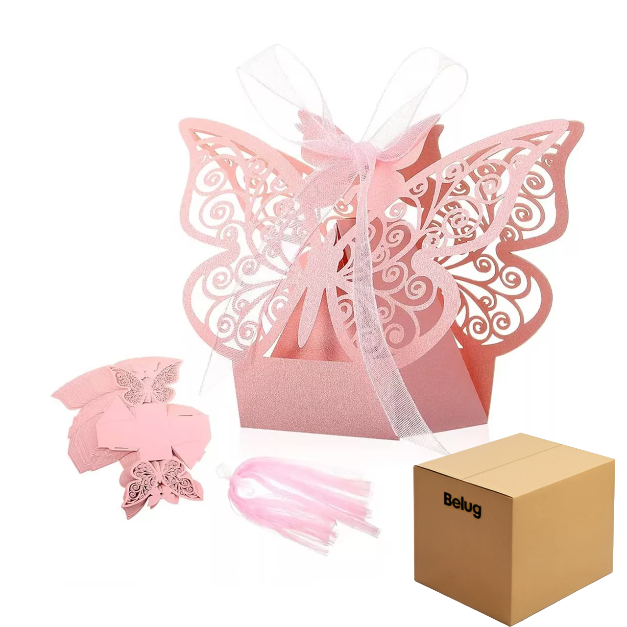 Cajita de Cartón Belug 50 Piezas color Rosa