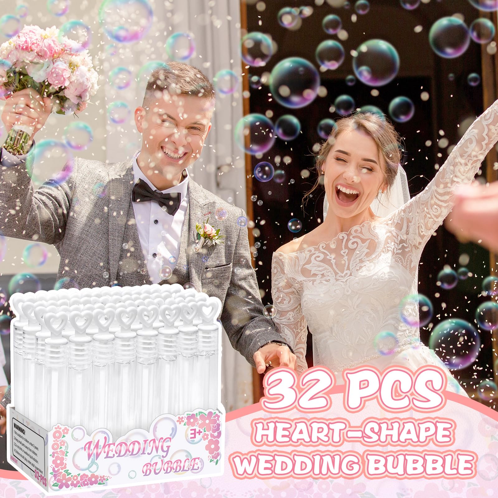 Foto 4 pulgar | Bubble Wands Jasnkkont Wedding Bulk, 32 Unidades, Blusa Blanca Con Forma De Corazón - Venta Internacional.
