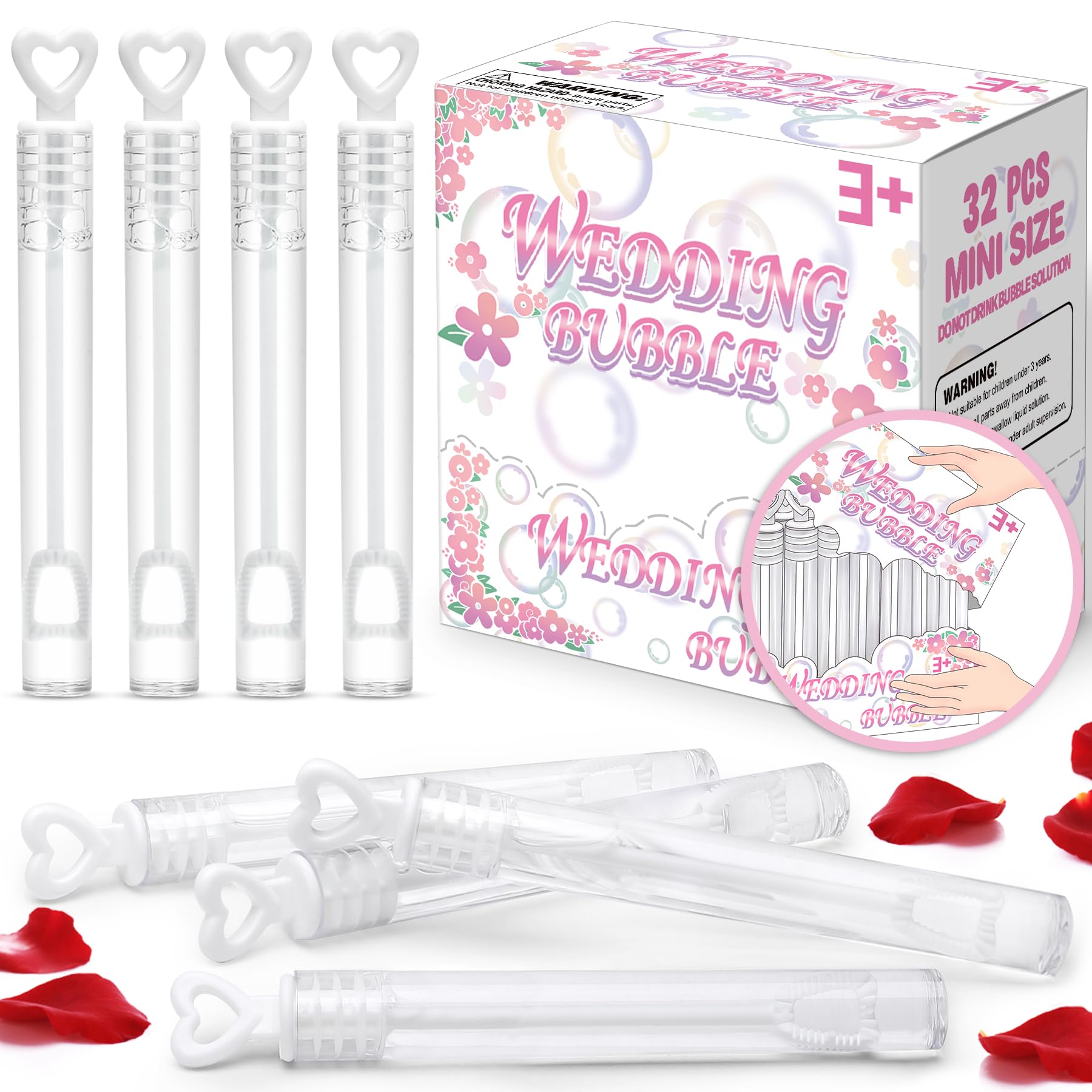 Foto 5 pulgar | Bubble Wands Jasnkkont Wedding Bulk, 32 Unidades, Blusa Blanca Con Forma De Corazón - Venta Internacional.