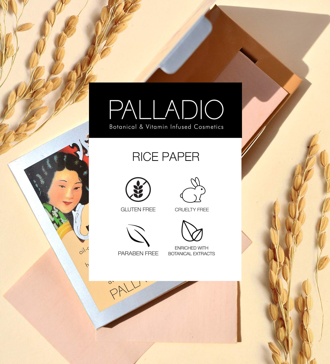 Foto 4 pulgar | Hojas De Papel Secante Palladio Face Natural Arroz En Polvo - Venta Internacional.