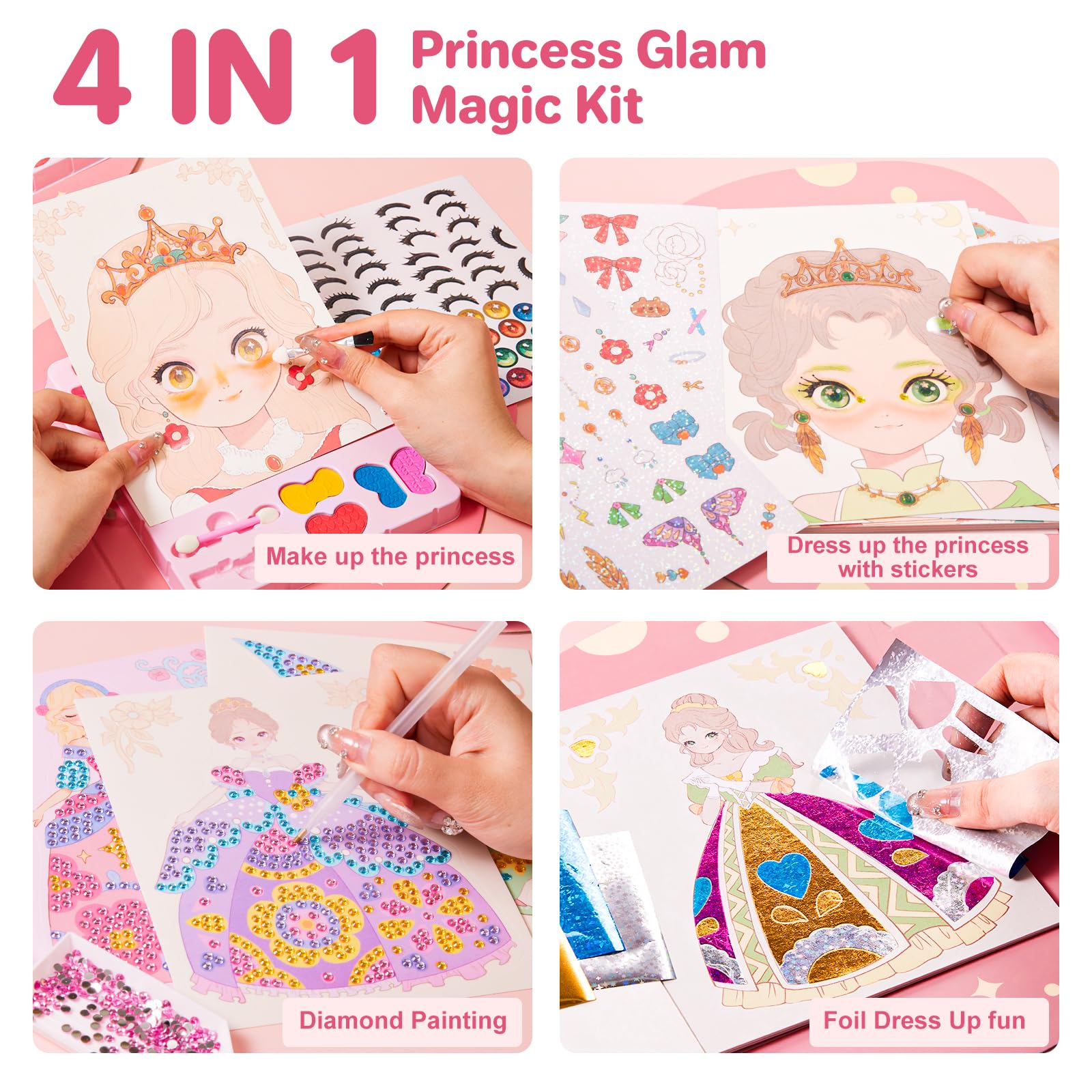 Foto 3 pulgar | Kit De Manualidades Jar Melo, Diseño De Princesa, 4 En 1, Con Maquillaje Y Pegatinas - Venta Internacional.