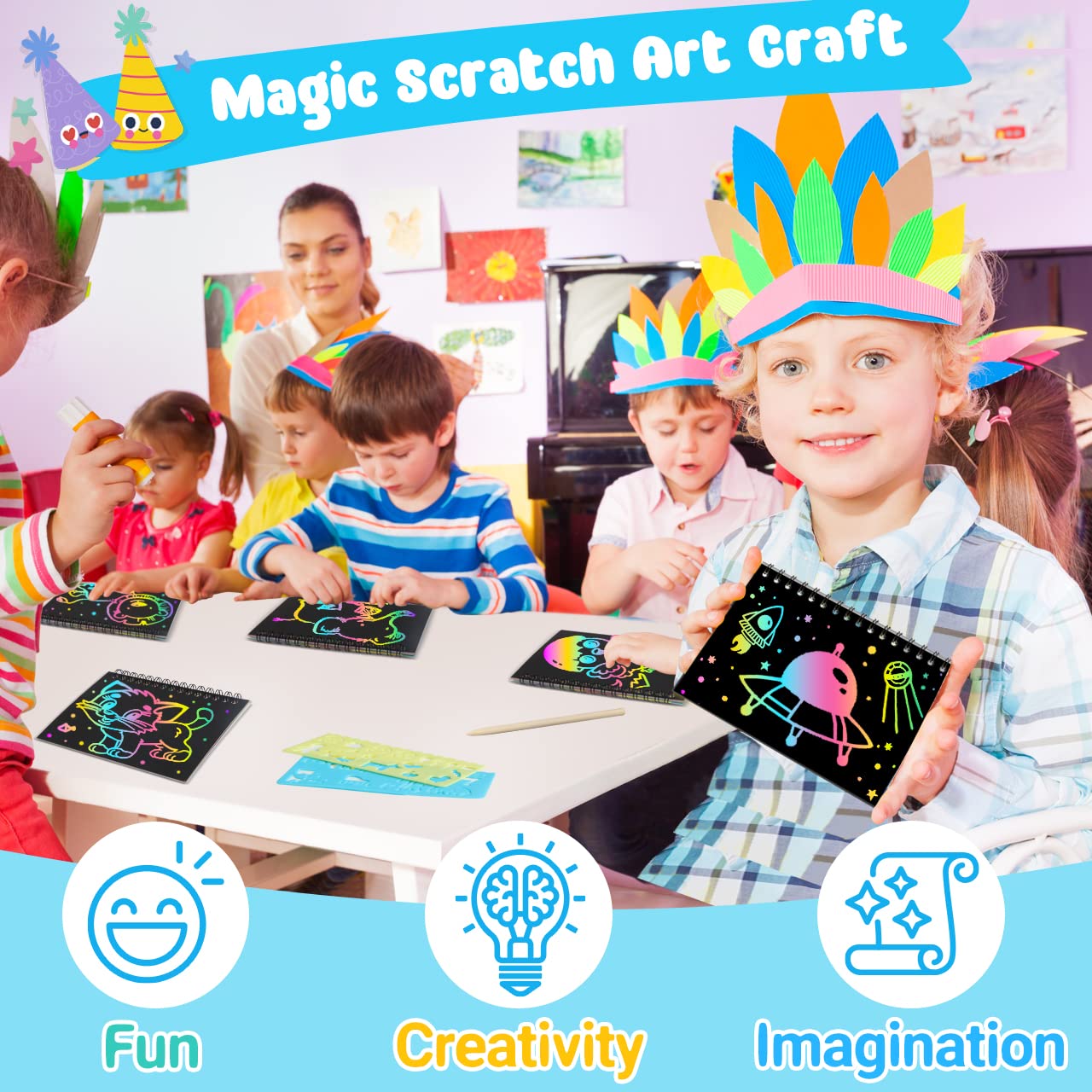 Foto 4 pulgar | Notebooks Zmlm Scratch Art Party Favors, Paquete De 16, Para Niños De 3 A 12 Años - Venta Internacional.