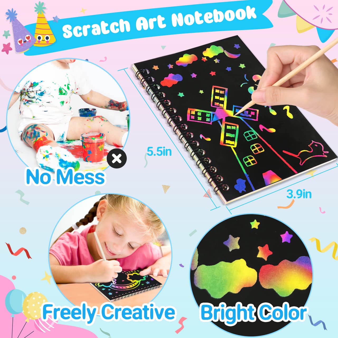 Foto 5 pulgar | Notebooks Zmlm Scratch Art Party Favors, Paquete De 16, Para Niños De 3 A 12 Años - Venta Internacional.