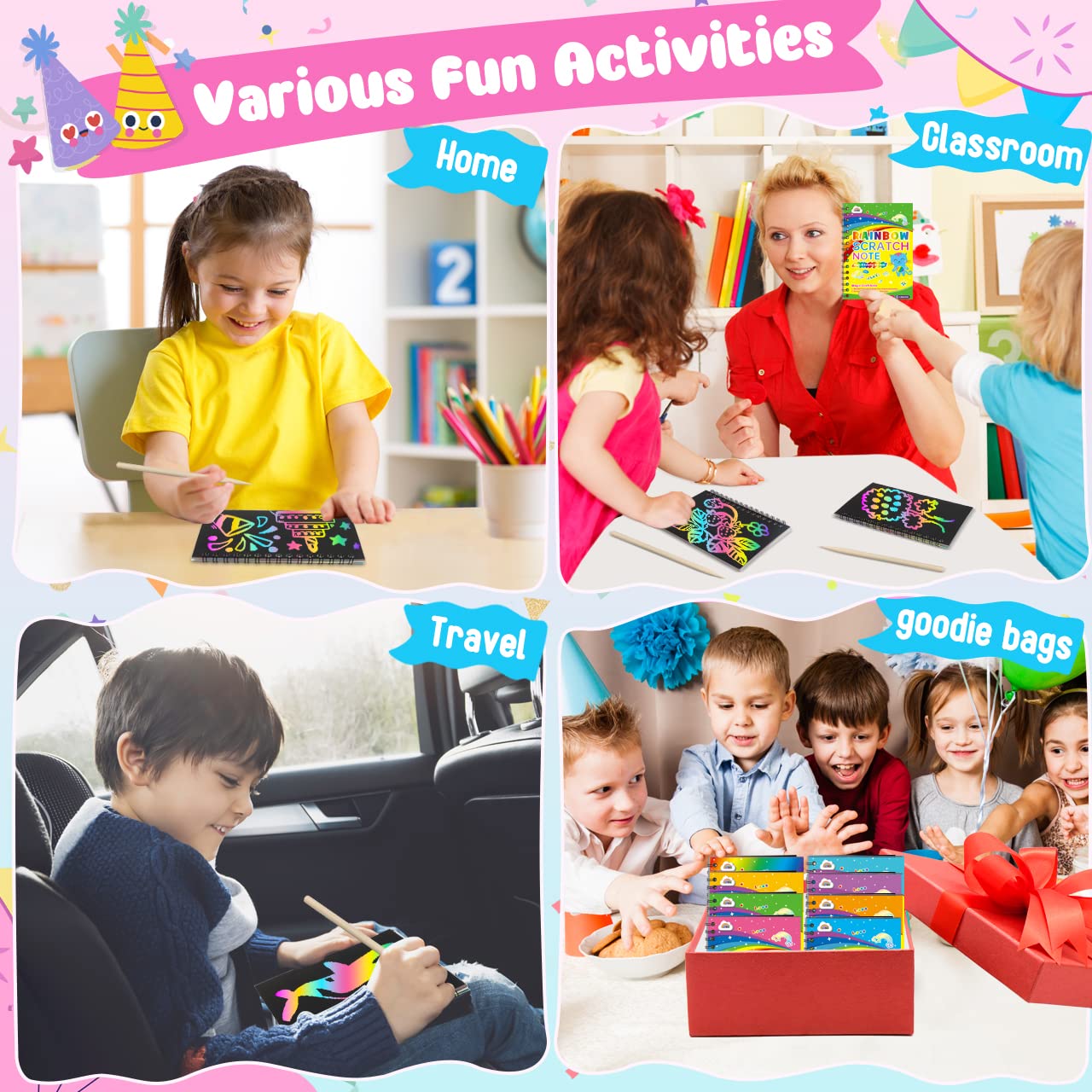 Foto 5 | Notebooks Zmlm Scratch Art Party Favors, Paquete De 16, Para Niños De 3 A 12 Años - Venta Internacional.