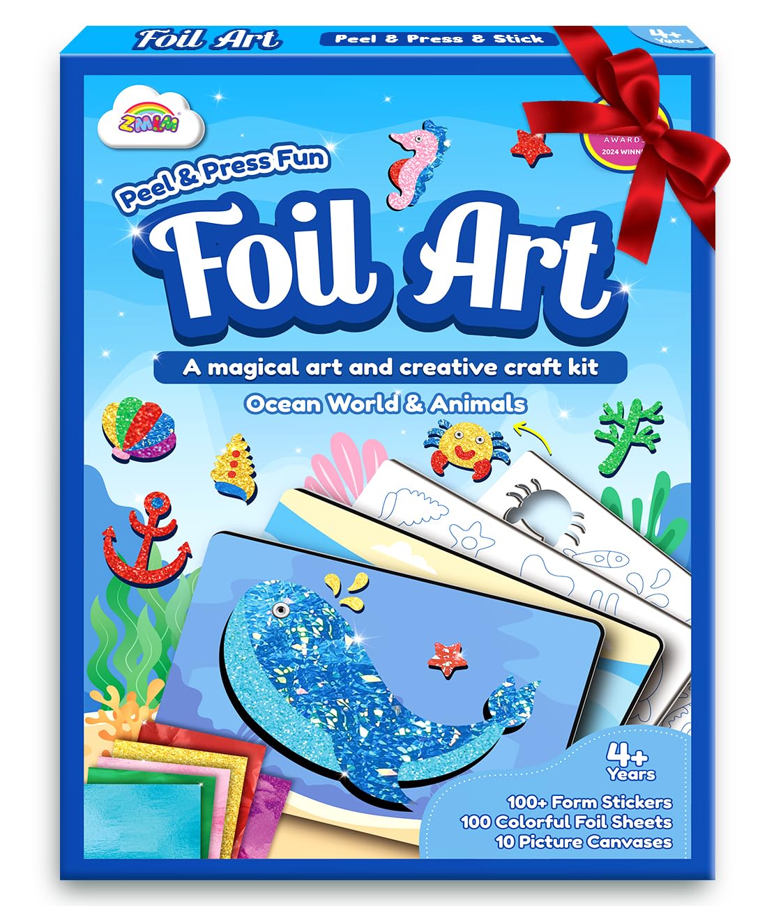 Set De Manualidades Navideñas Zmlm Colorido Foil Arts Con Pegatinas Y Lienzo - Venta Internacional.