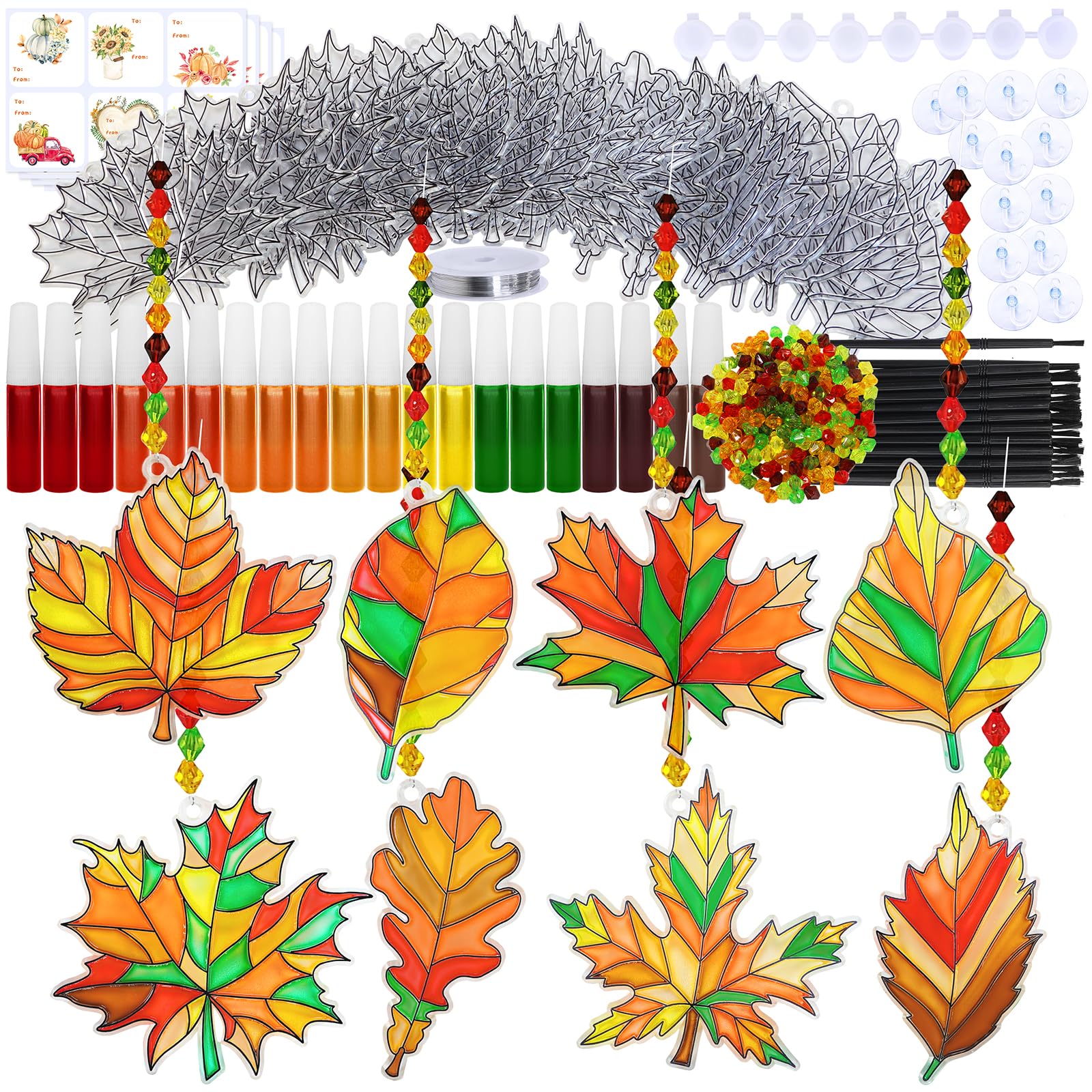 Kit De Decoración Con Diseño De Hojas Otoñales De Winlyn, Con Pintura - Venta Internacional.