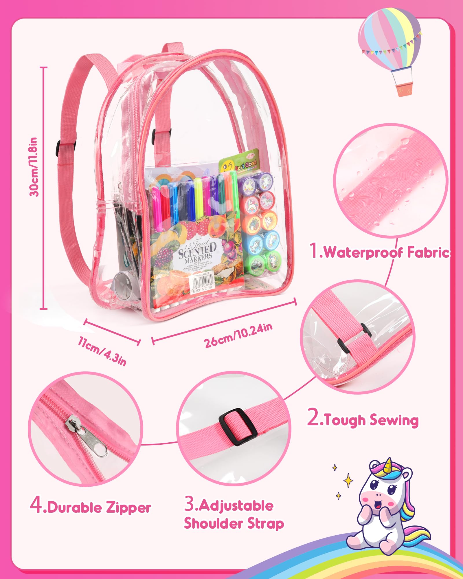 Foto 4 pulgar | Mochila Transparente D-fantix Unicorn De Art Supplies Para Niños Pequeños - Venta Internacional.