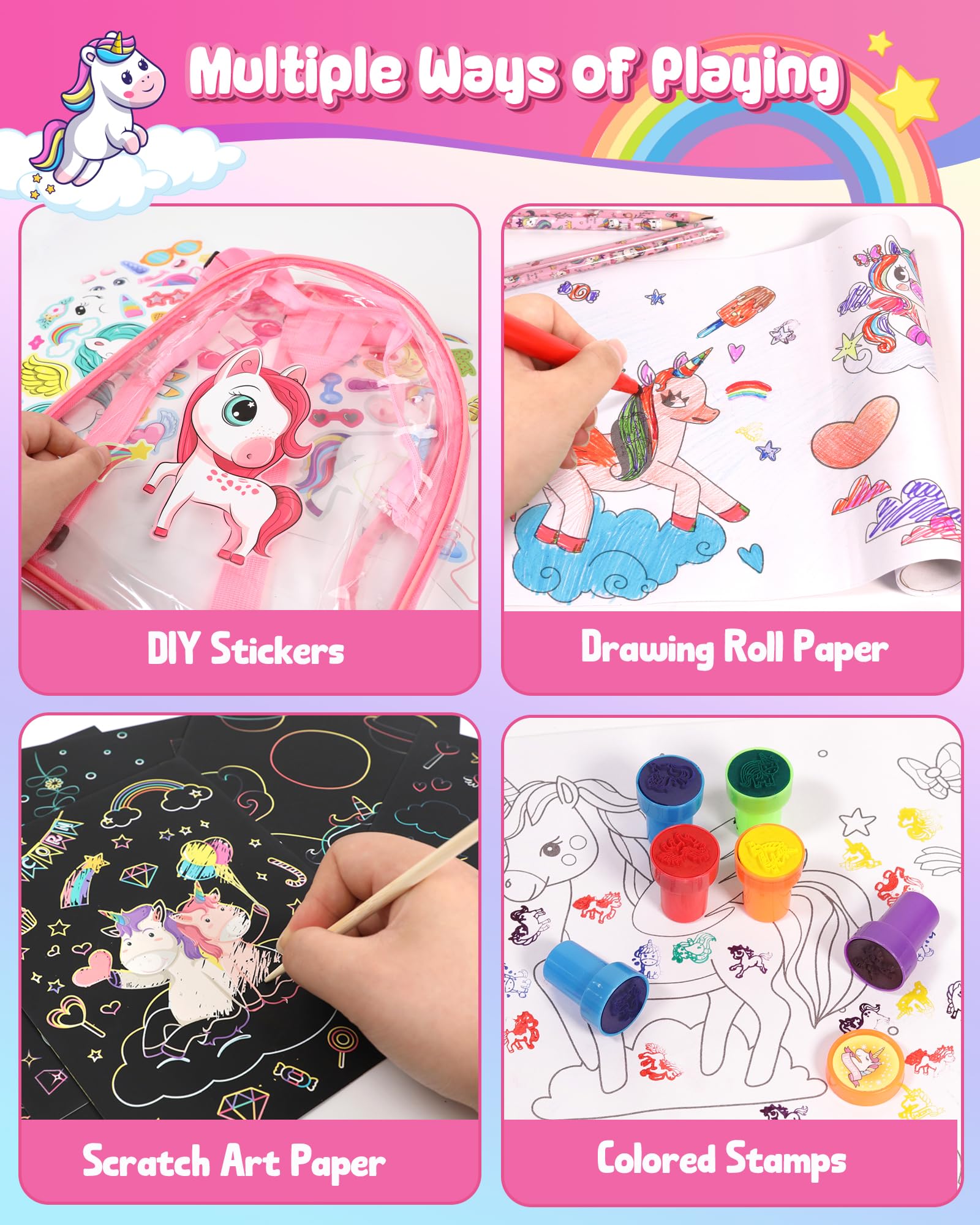 Foto 6 pulgar | Mochila Transparente D-fantix Unicorn De Art Supplies Para Niños Pequeños - Venta Internacional.